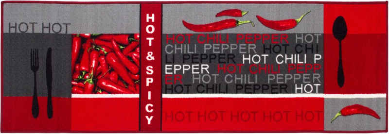 Küchenläufer Hot Pepper, Andiamo, rechteckig, Höhe: 5 mm, Motiv Peperoni/Chili, mit Schriftzug, Küche, waschbar