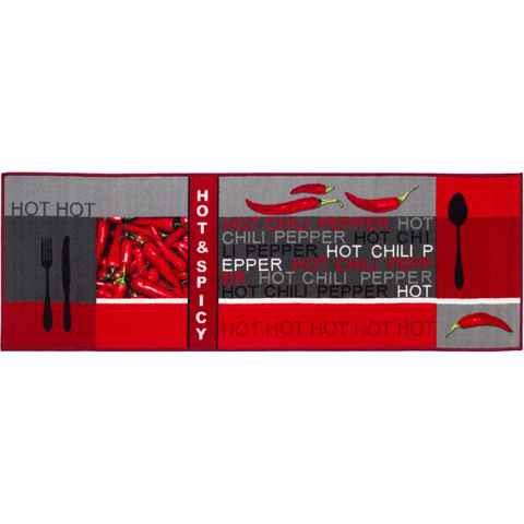 Küchenläufer Hot Pepper, Andiamo, rechteckig, Höhe: 5 mm, Motiv Peperoni/Chili, mit Schriftzug, Küche, waschbar