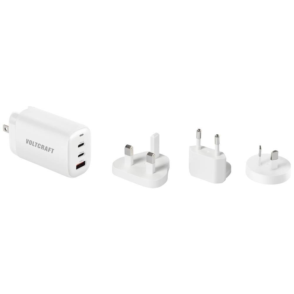 VOLTCRAFT 65 W USB-Reiselader GaN Reiseadapter, USB Power Delivery (USB-PD), mit Europa-Adapter, mit UK-Adapter