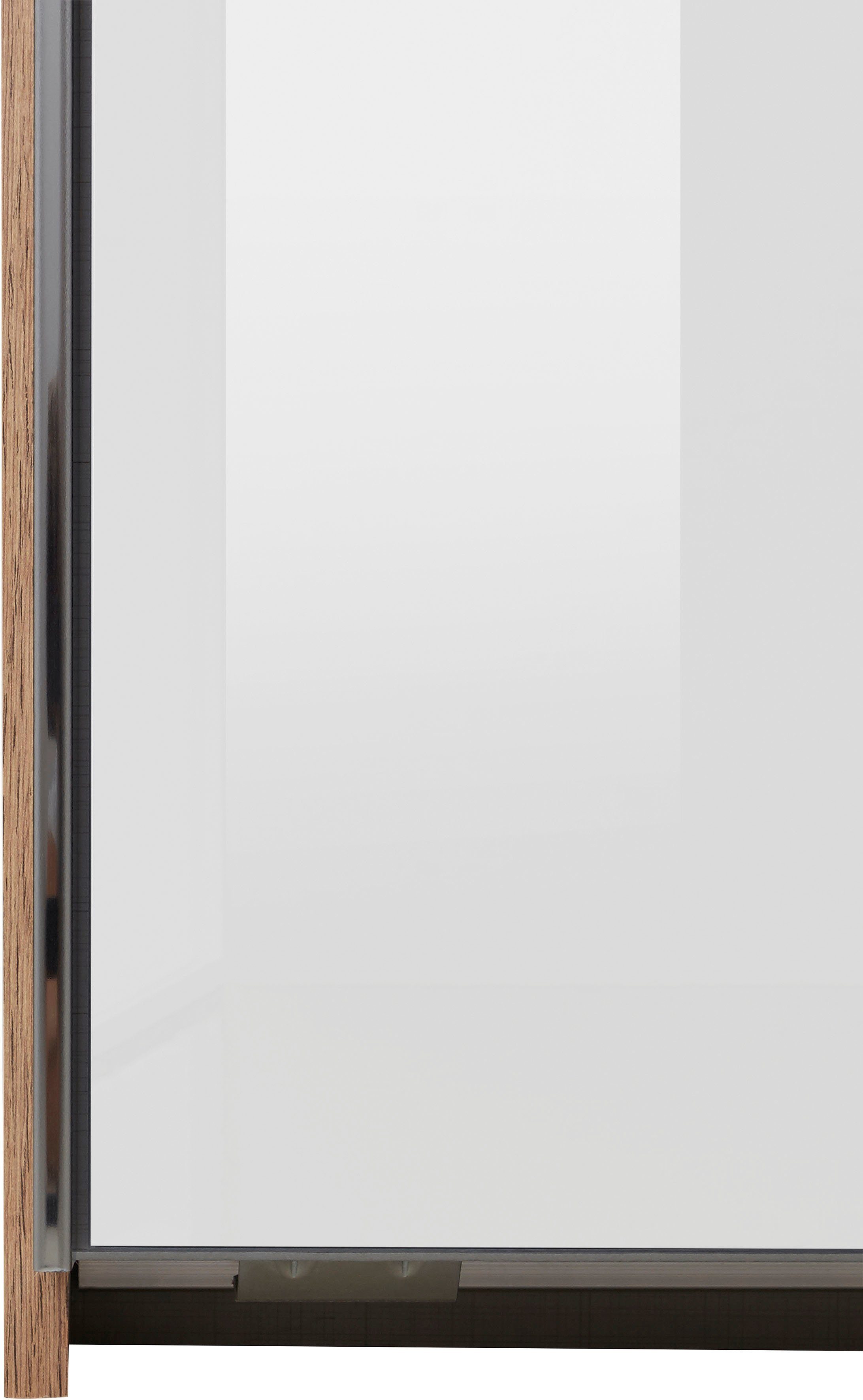 drehbaren To plankeneichefarben, Go Außentüren Schwebetürenschrank mit Fresh TV-Element Magic Weißglas