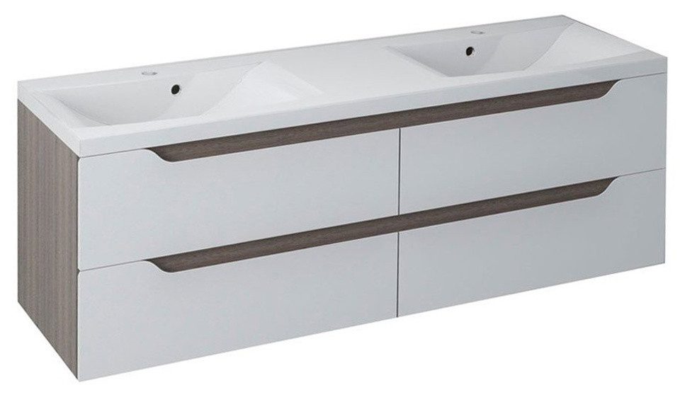 Sapho Waschbeckenunterschrank WAVE Doppelunterschrank 150x50x48cm, weiß/mali wenge Sapho-WA150-3021