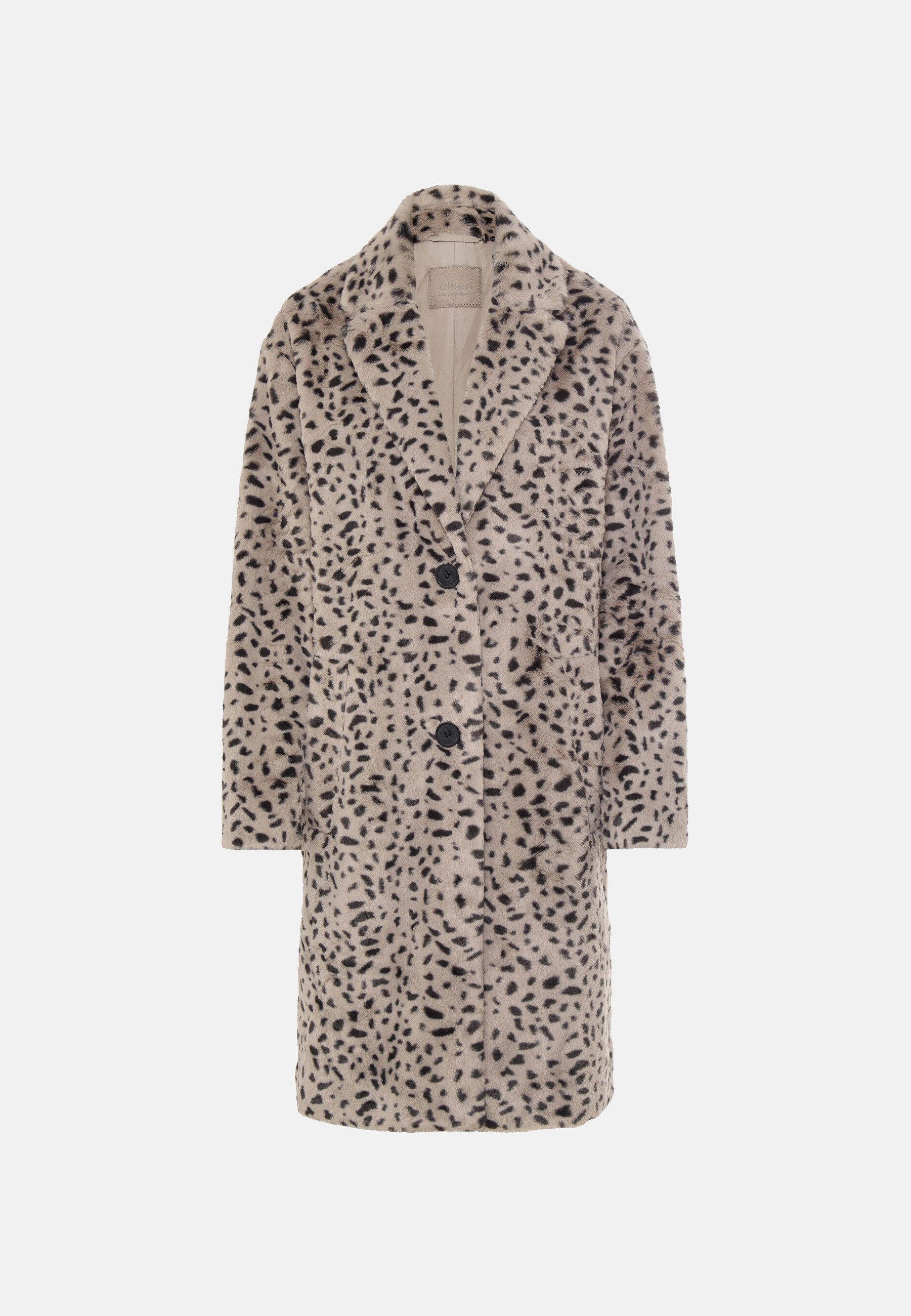 Olsen Fellimitatmantel mit Animalprint