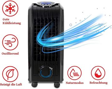 JUNG Ventilatorkombigerät CAMRY mobiles Klimagerät ohne Abluftschlauch, Wasserkühlung, Fernbed, Aircooler, Aircondition, 80W, Luftkühler, leise, Ventilator Kühler