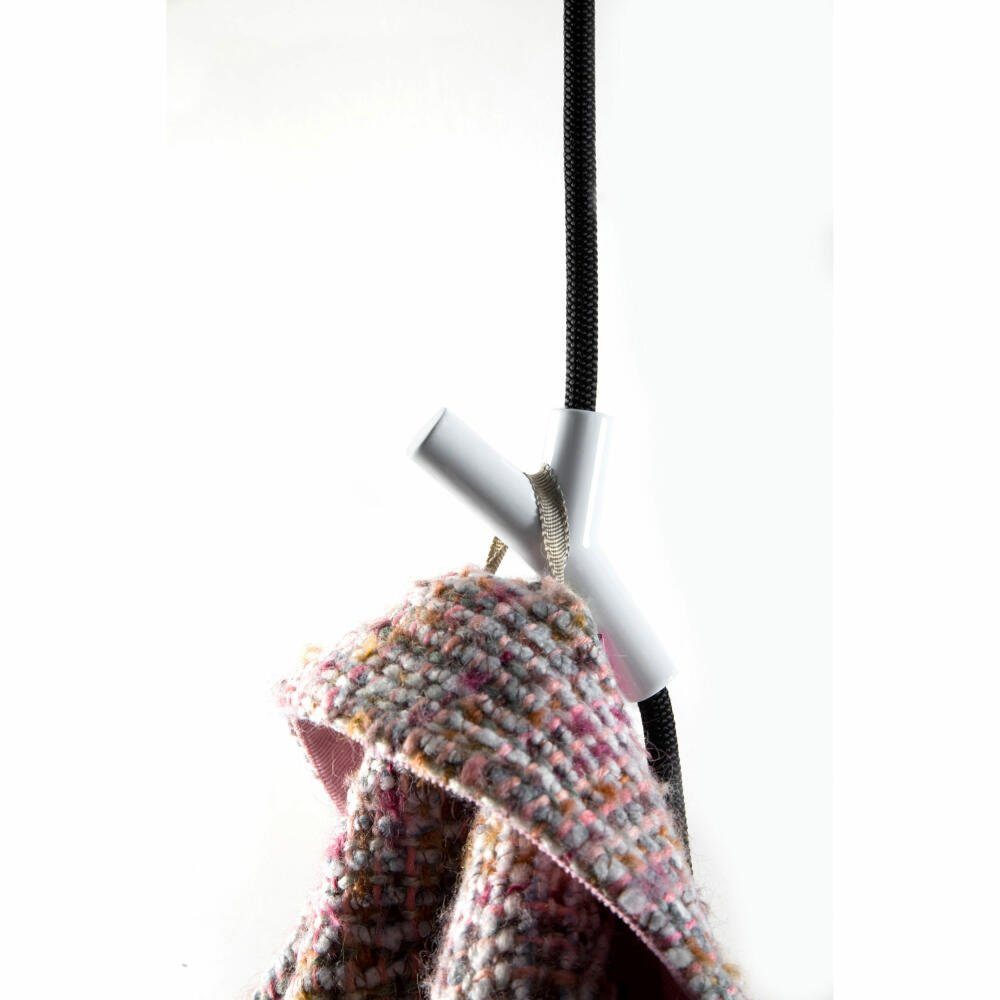 Depot4Design Garderobenhaken Wardrope Seil Schwarz, 4 Haken Weiß, hängende Seilgarderobe