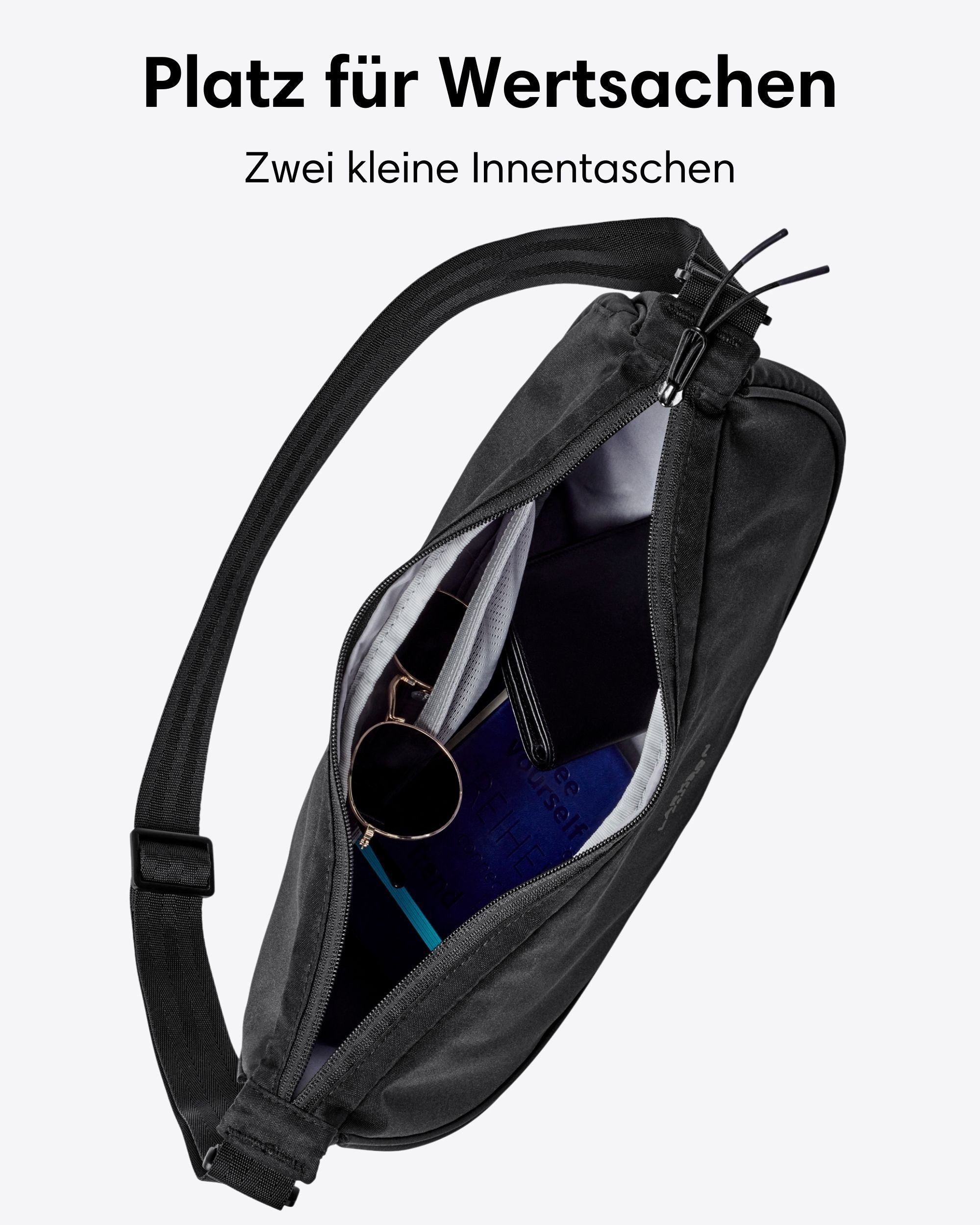 LARKSON Umhängetasche Solveig Medium Halbmondtasche für Damen und Herren, Stylische Crossbody Bag in Halbmond Form – Bild 4 von 5