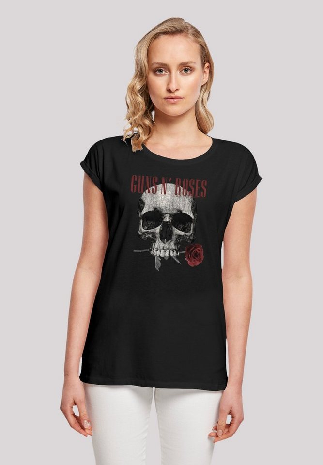 F4NT4STIC T-Shirt Guns 'n' Roses Flower Skull Rock Musik Band Premium  Qualität, Sehr weicher Baumwollstoff mit hohem Tragekomfort