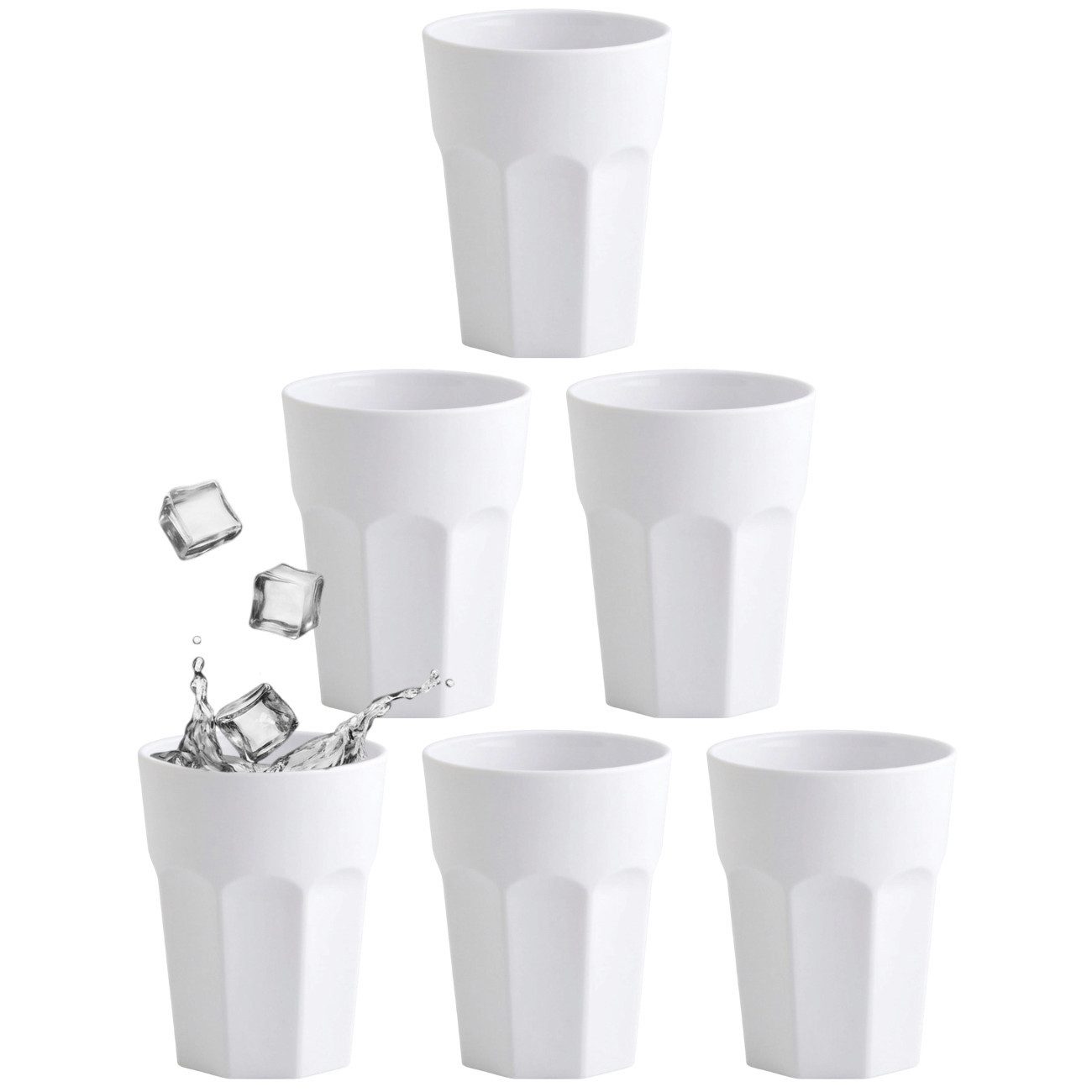 Engelland Becher ENGELLAND 6 x Kunststoffbecher 0,25 Weiß, 6-tlg., Kunststoff, spülmaschinengeeignet, bruchfest, wiederverwendbar, 250 ml, 0,25 Liter