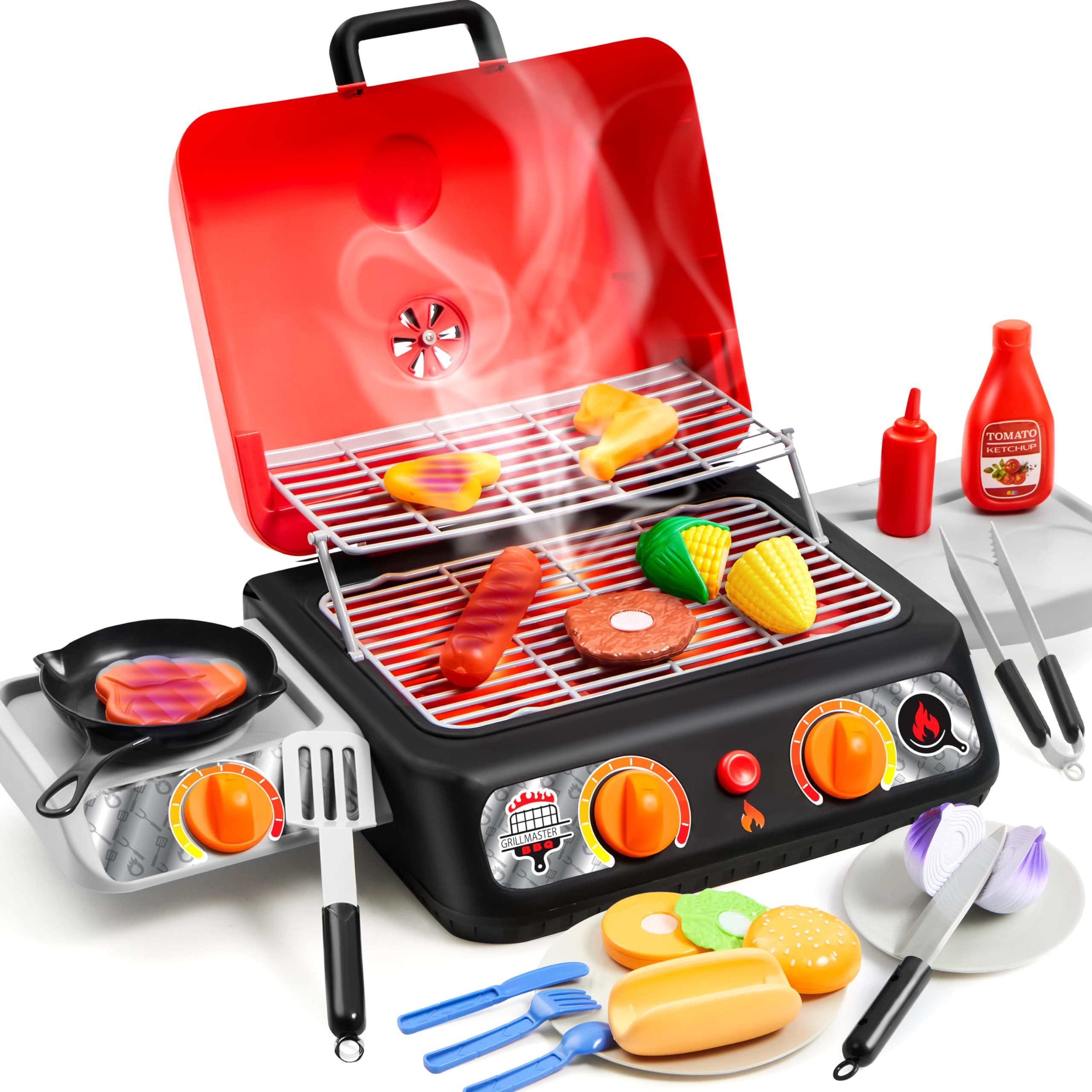 Play-Act Kinder-Grill Kinder BBQ Grill-Set mit Licht, Sound & Rauch–Spielzeugküche