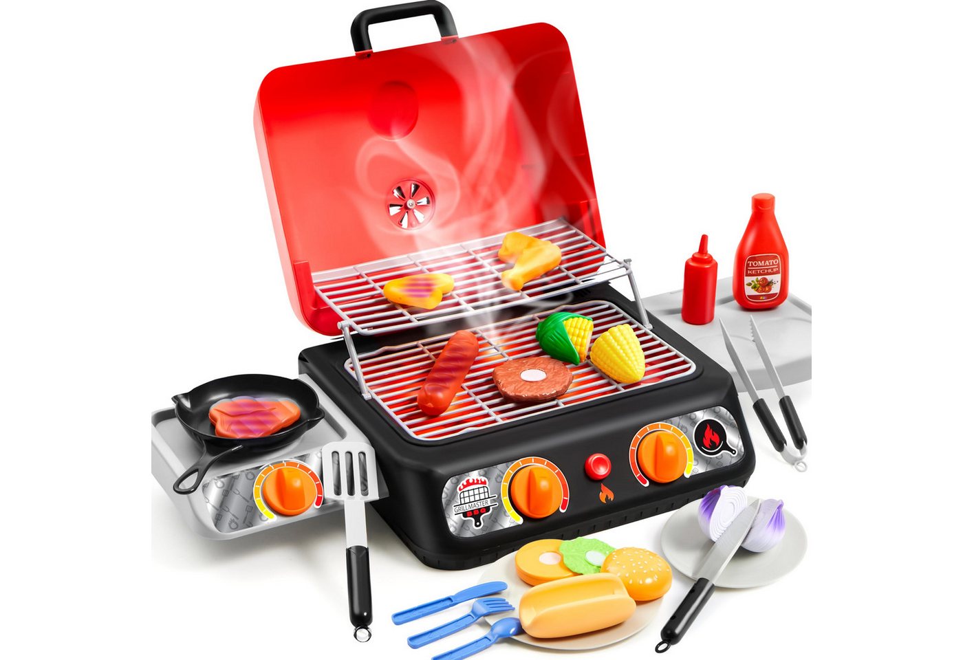 Play-Act Kinder-Grill Kinder BBQ Grill-Set mit Licht, Sound & Rauch–Spielzeugküche