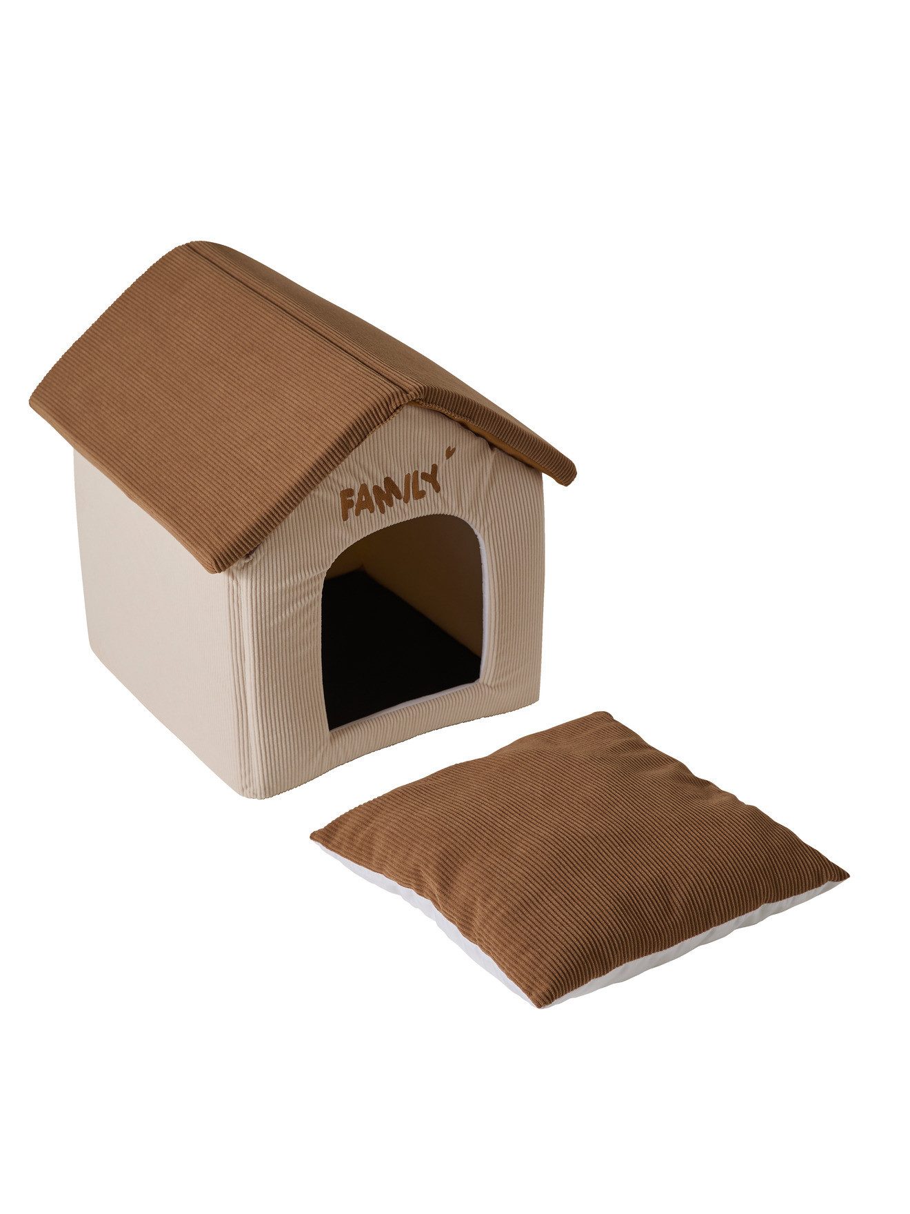 vertbaudet Tierkorb Hundehütte aus Cord FAMILY, Dach abnehmbar