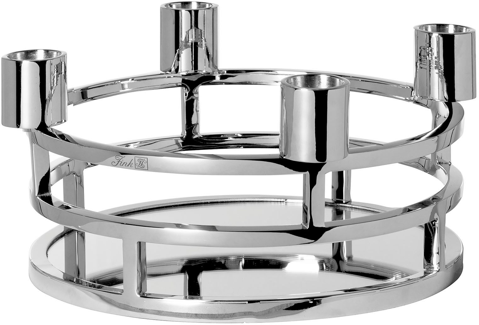 Fink Tablett MODENA, Spiegeltablett, Aluminium, Edelstahl, Glas, (1-tlg), Kranz f. Stabkerzen, Kerzentüllen demontierbar, Ø 28,5 cm