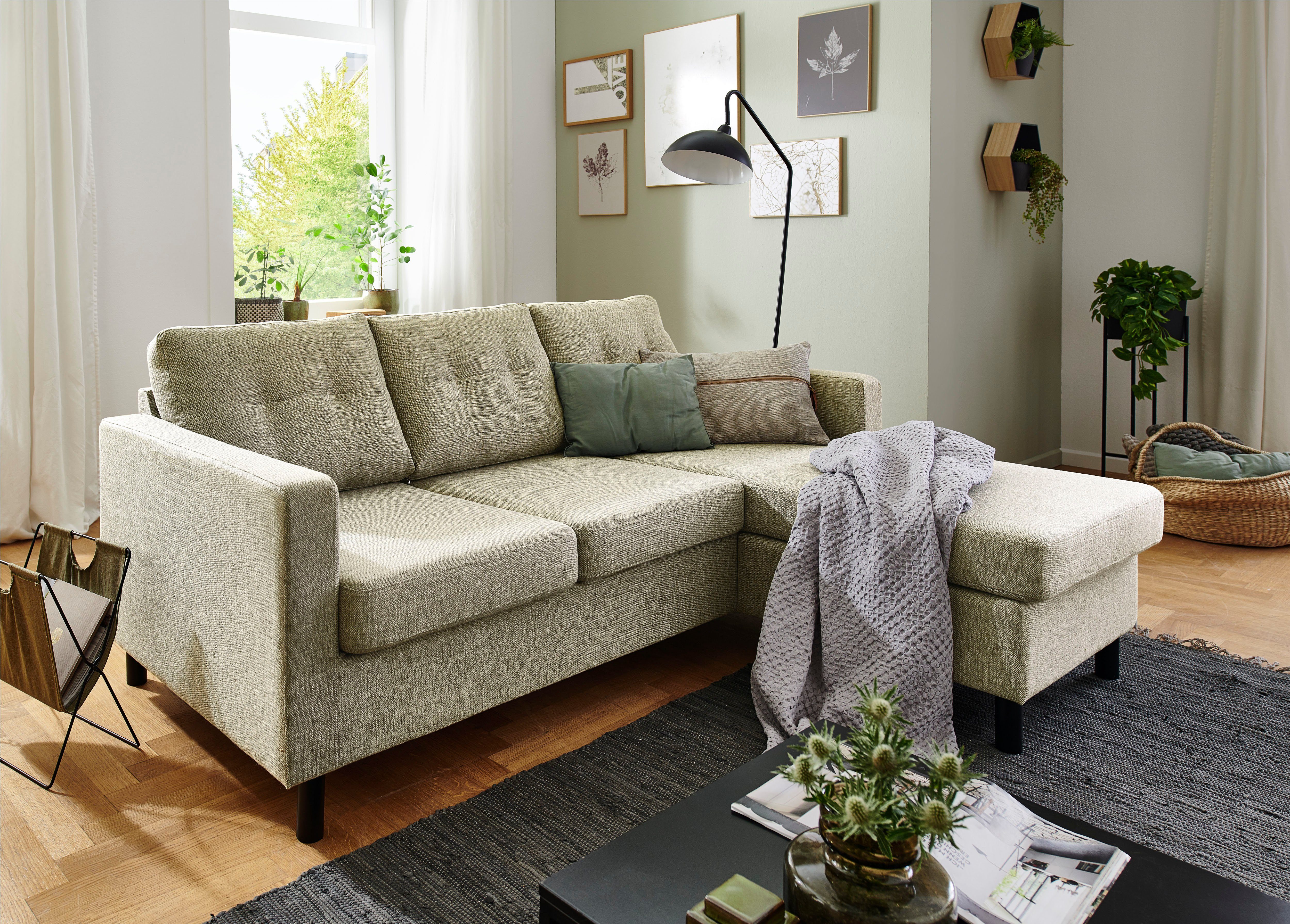 ATLANTIC home collection Ecksofa Tea L-Form, Ecksofa, frei im Raum stellbar und Recamiere beidseitig montierbar