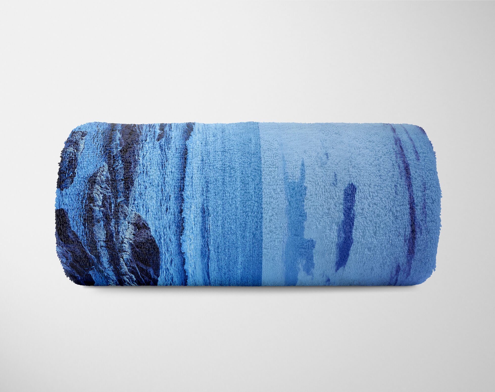 Art Meer Baumwolle-Polyester-Mix Felsen Handtuch Sinus Handtuch Fotomotiv (1-St), mit Kuscheldecke Vollmo, Saunatuch Handtücher Strandhandtuch