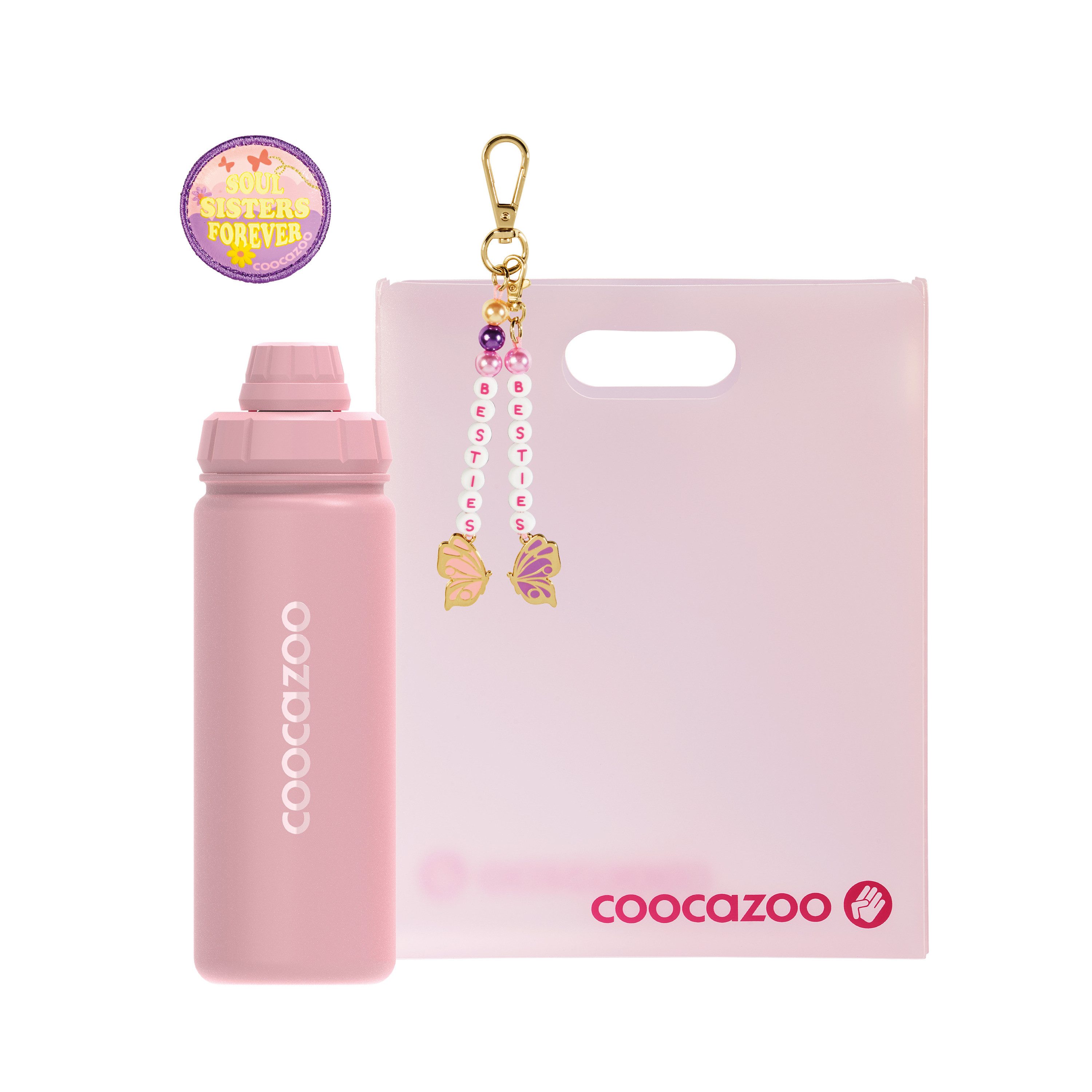 coocazoo Schulrucksack Rosa, 3-tlg, mit Heftbox, Trinkflasche COLOUR UP (3-tlg)