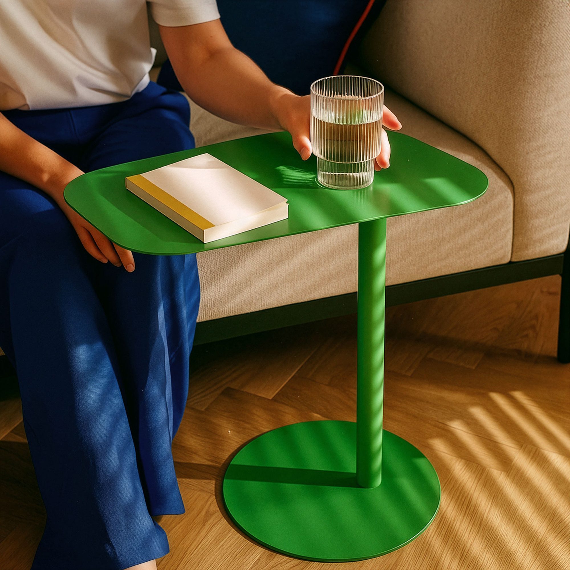 en.casa Beistelltisch, »Nastätten« Balkontisch aus Metall Apfelgrün, matt günstig online kaufen