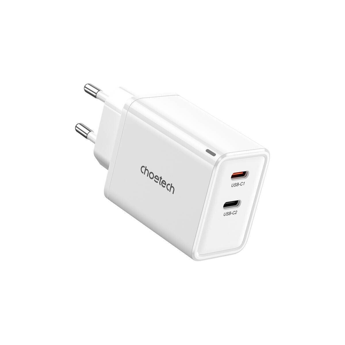Choetech Choetech, GaN, 2x USB-C, PD65W Netzwerkladegerät (weiß) Smartphone-Kabel