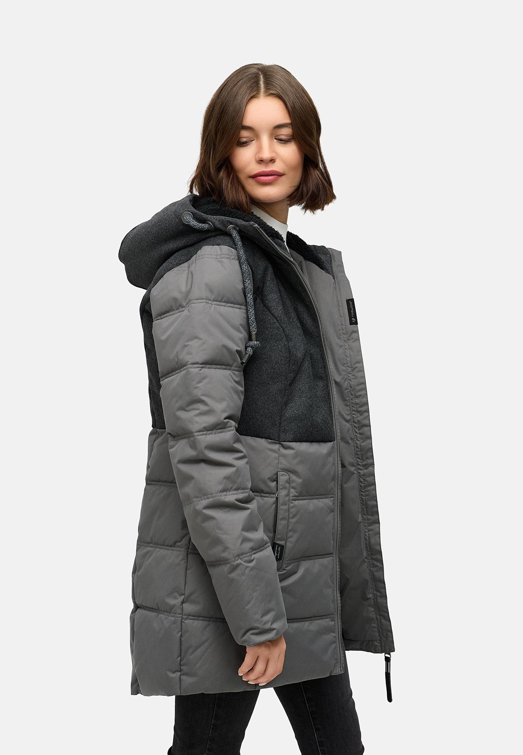 Ragwear Winterjacke Ashani Block Intl. stylischer Winterparka mit gefütterter Kapuze