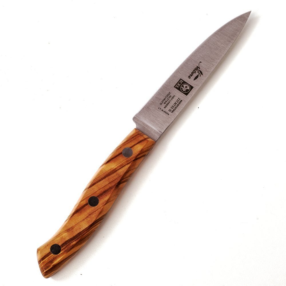 Klinge dasOlivenholzbrett Gemüsemesser mit Küchenmesser 13cm Messer Olivenholzgriff,