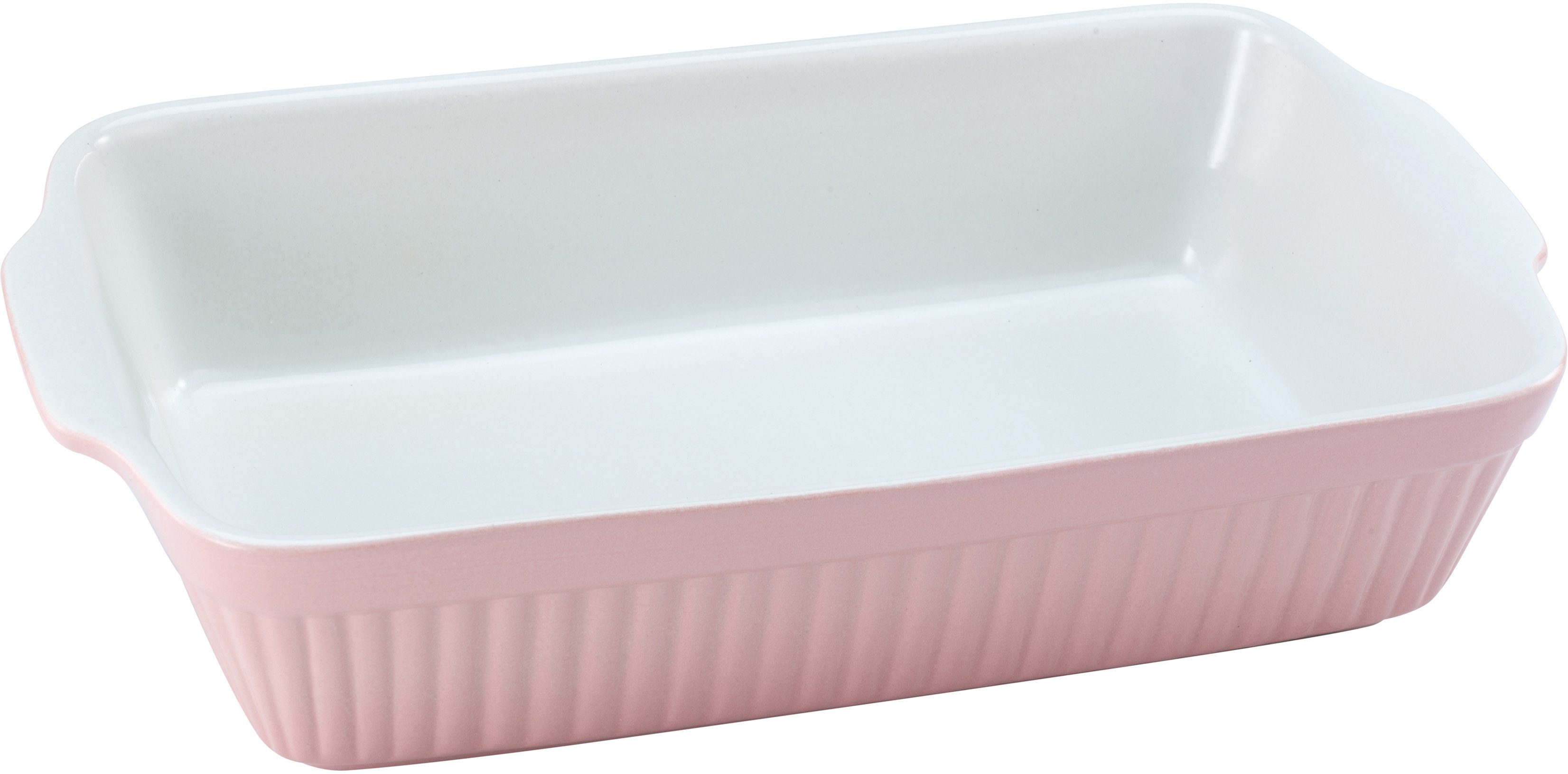 CreaTable Auflaufform Pastell Kitchen, Steinzeug, (1-St), klassisches Streifenrelief, umlaufender Kantenschutz, Pastellfarben