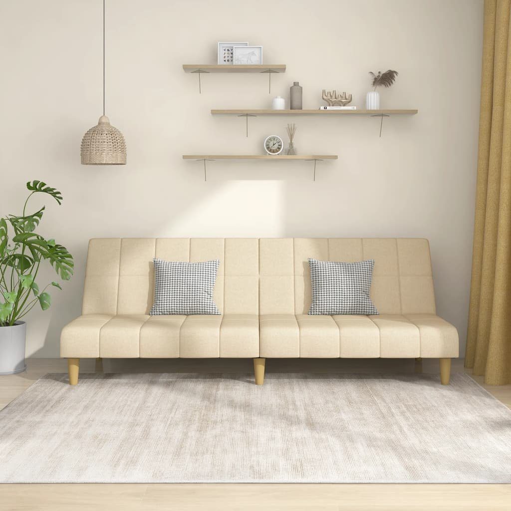 vidaXL Sofa Schlafsofa 2-Sitzer Creme Stoff