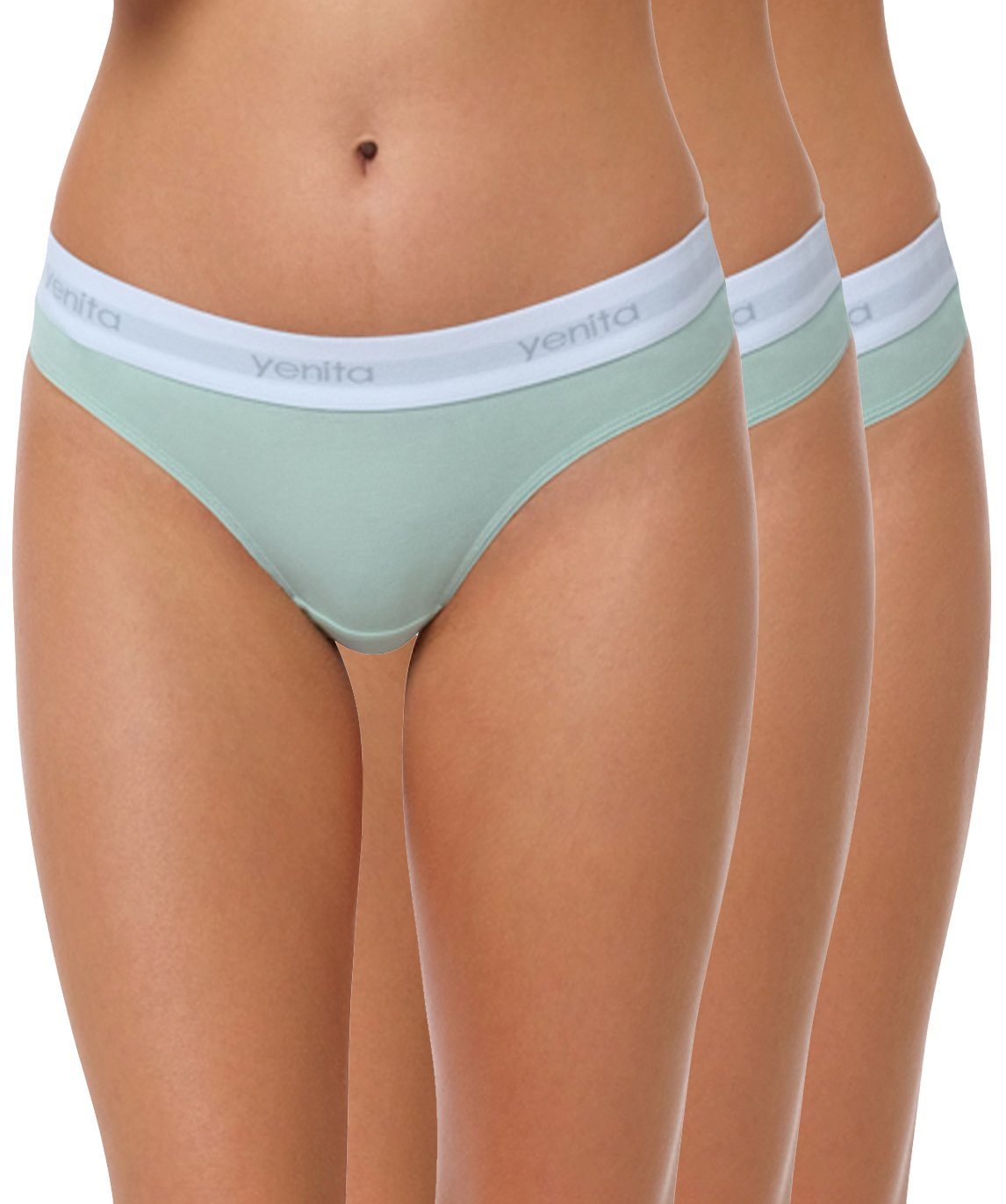 Modern-Sports-Collection Baumwoll-Stretchqualität in Yenita® angenehmer String (3-St) mint