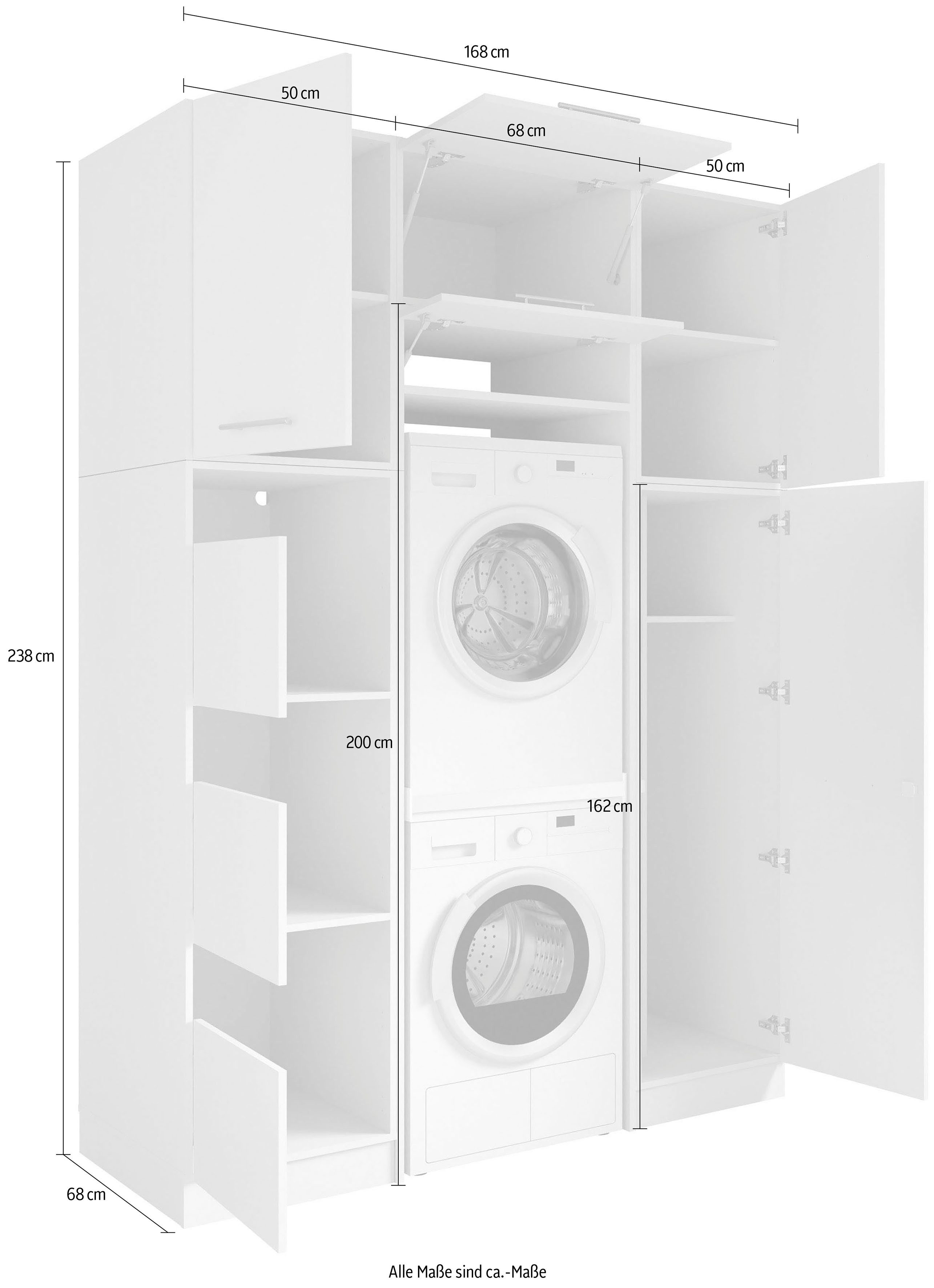 Laundreezy Mehrzweckschrank-Set Laundreezy, 6-tlg. Mehrzweckschrank-Set B/H/T 168/238/68 cm, (6-St), Breite 168 cm, Soft-Close-Funktion für Türen