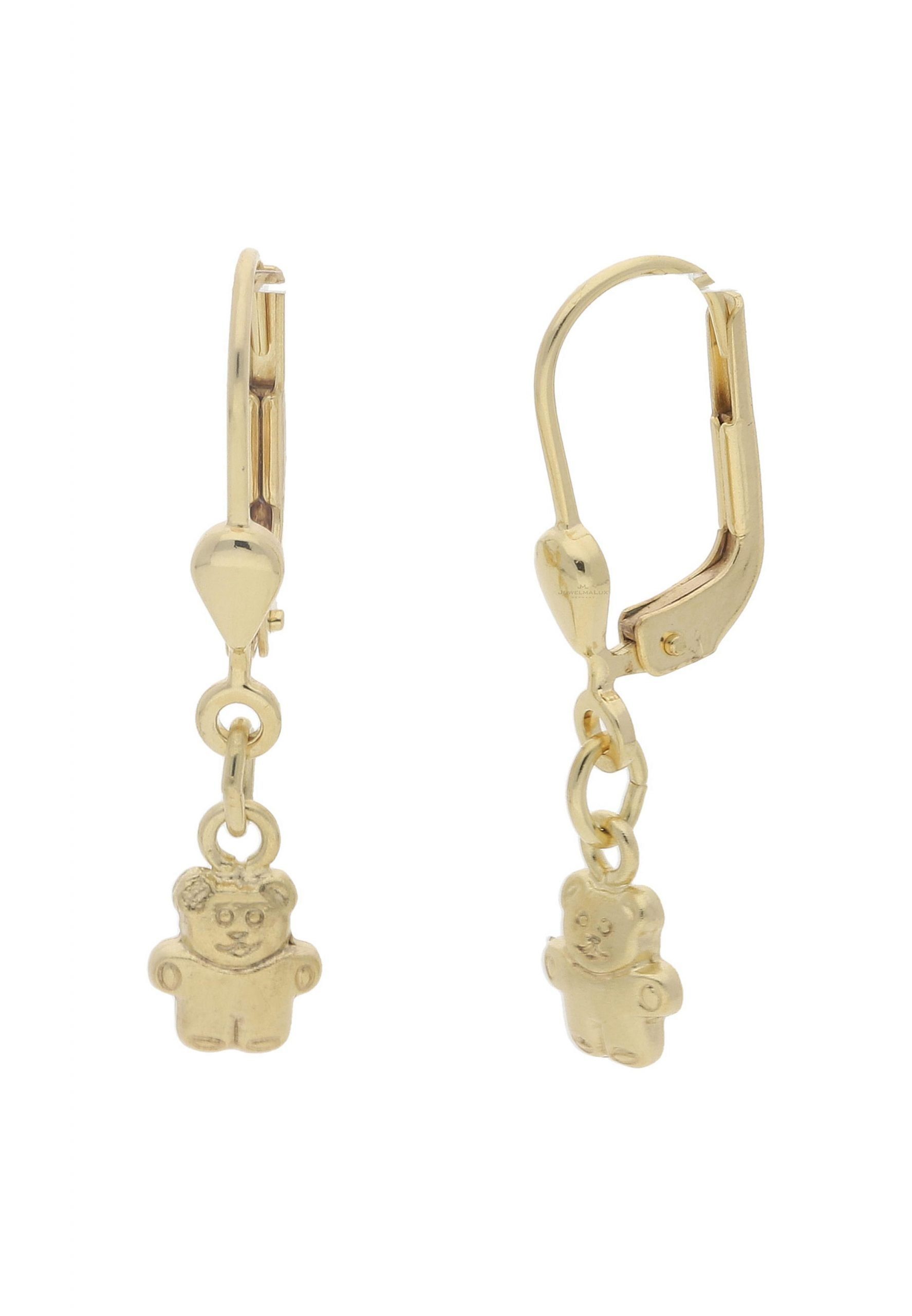 JuwelmaLux Paar Ohrhänger Mädchen Gold (2-tlg), Ohrhänger Ohrhänger Kinderohrringe inkl. 24,8 Schmuckschachtel Bär 585/000, mm Gold
