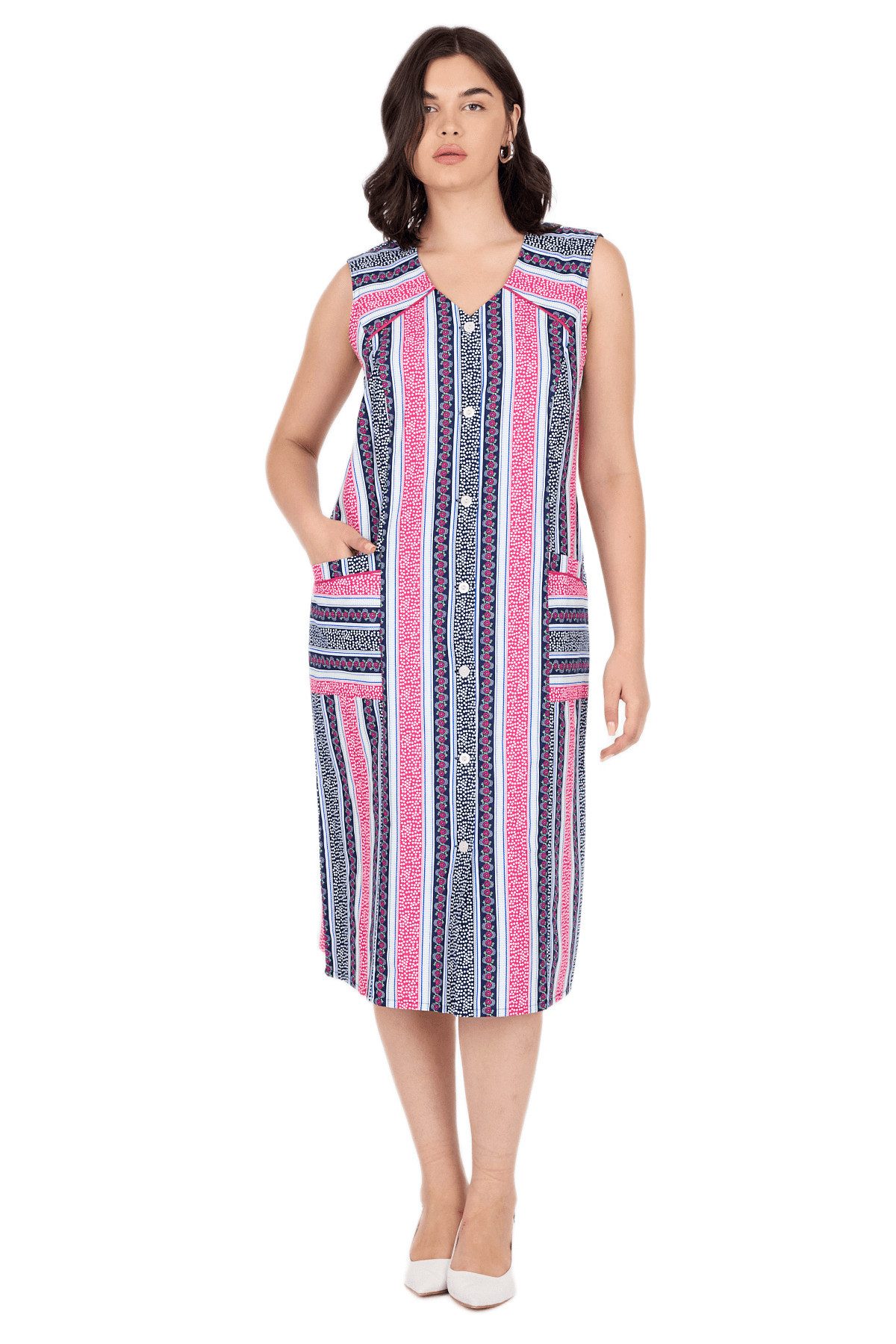 Phistan Tunikakleid Kittel mit Knöpfen – Blumenmuster günstig online kaufen