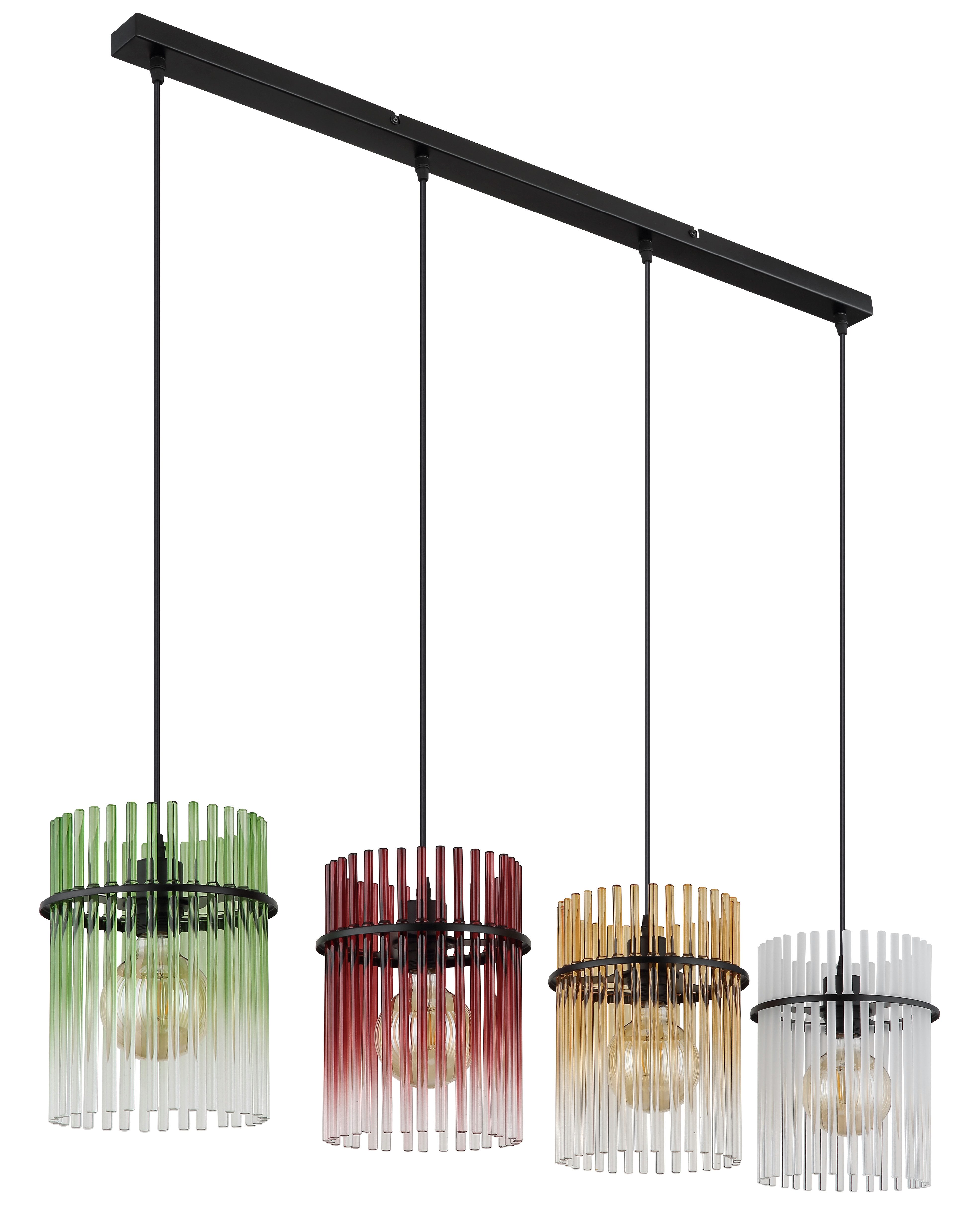 GLOBO LIGHTING Hängeleuchte GORLEY, ohne Leuchtmittel, Hängelampe Glasstäbe brombeerfarben klar verlaufend elegant Esszimmer