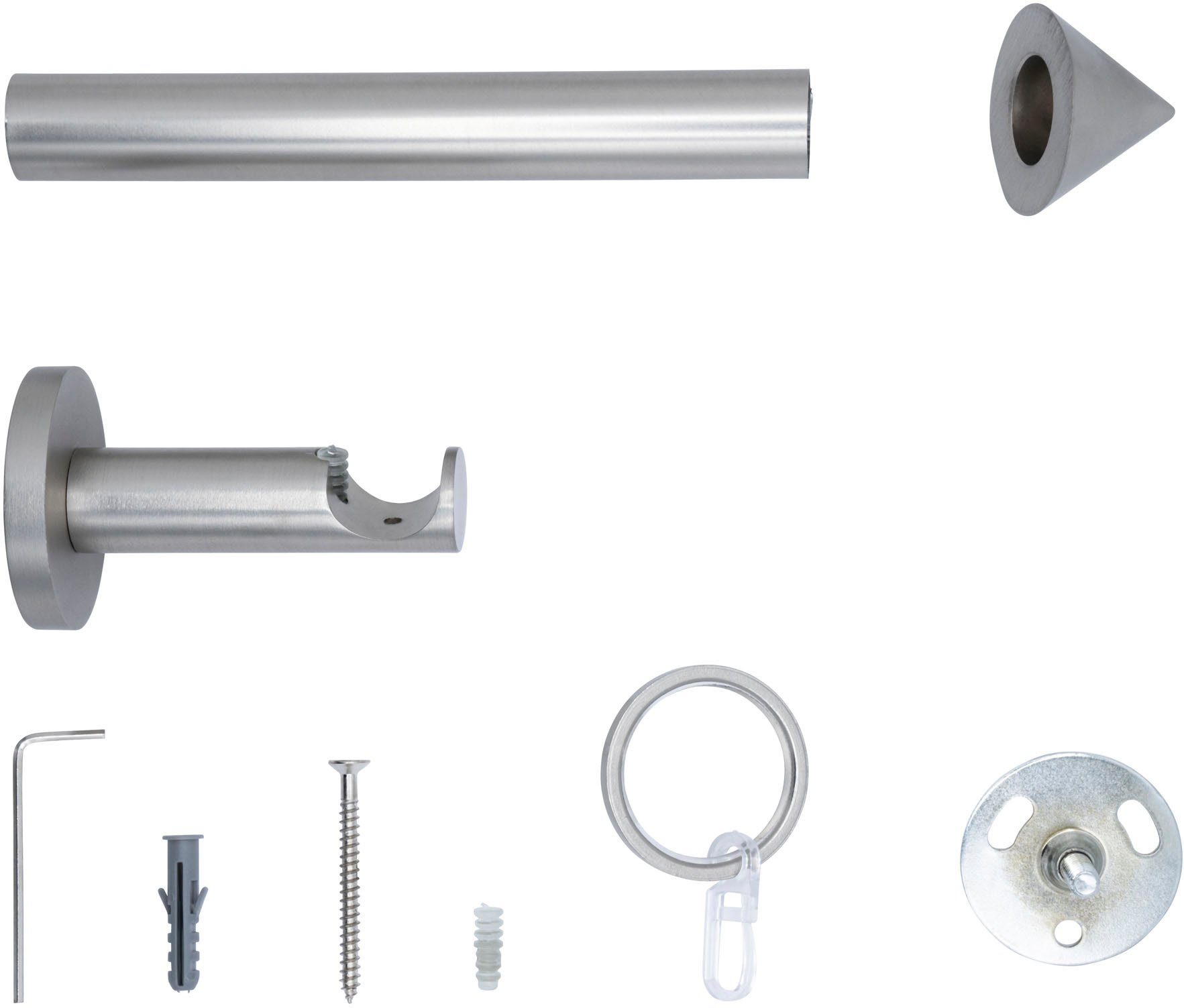 mydeco Gardinenstange 20mm Spitze Wandträger 6,5 cm, 1-läufig, Fixmaß, verschraubt