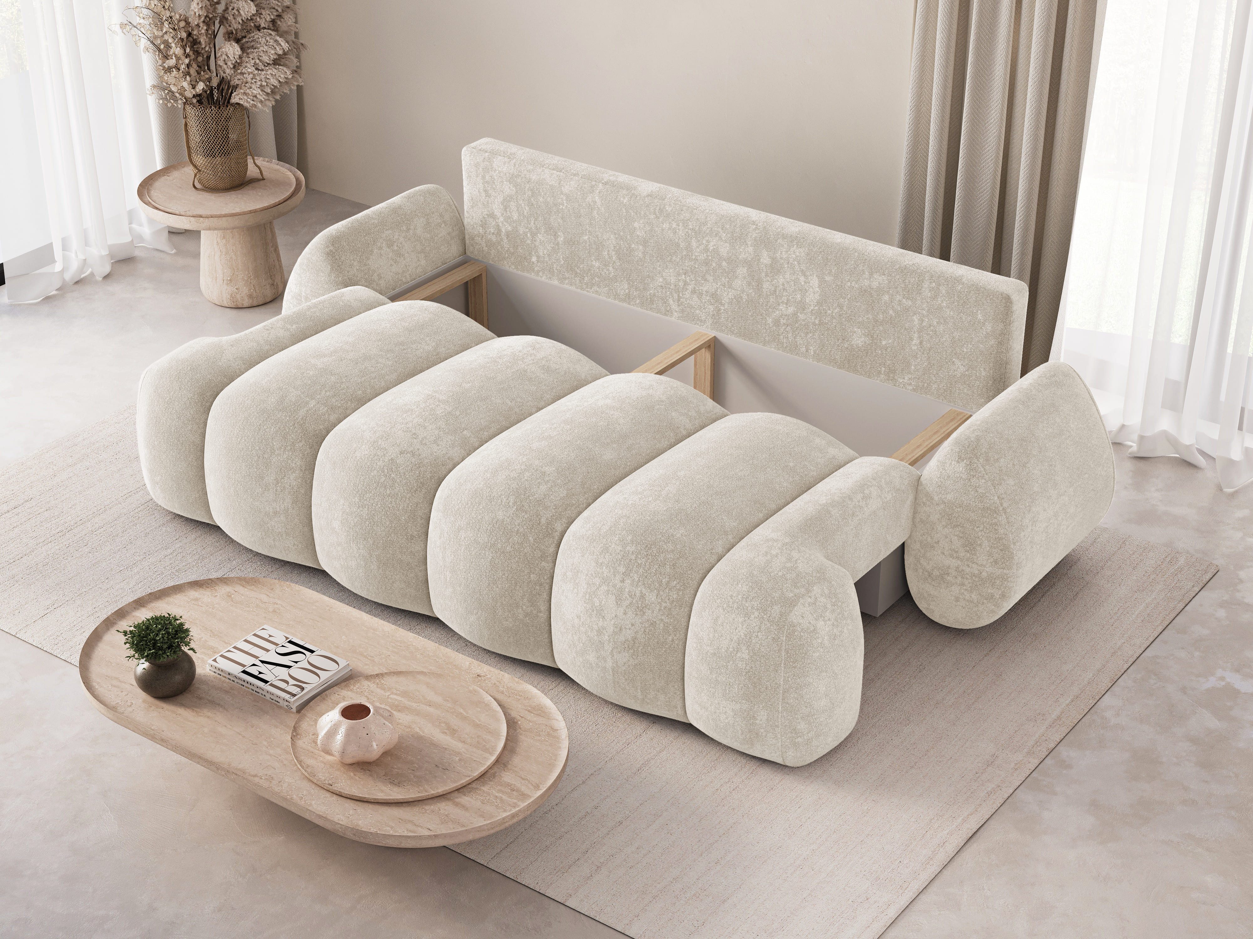 MOEBLO Schlafsofa STONE, Sitzer Sofa mit Schlaffunktion & Komfortpolsterung – Modernes Schlafsofa mit Bettkasten & Zierkissen, Couch Polstermöbel Sitzmöbel Wohnzimmermöbel 3-Sitzer-Sofa Stoffsofa für Wohnzimmer, (BxHxT): 270 x 103 x 113 cm