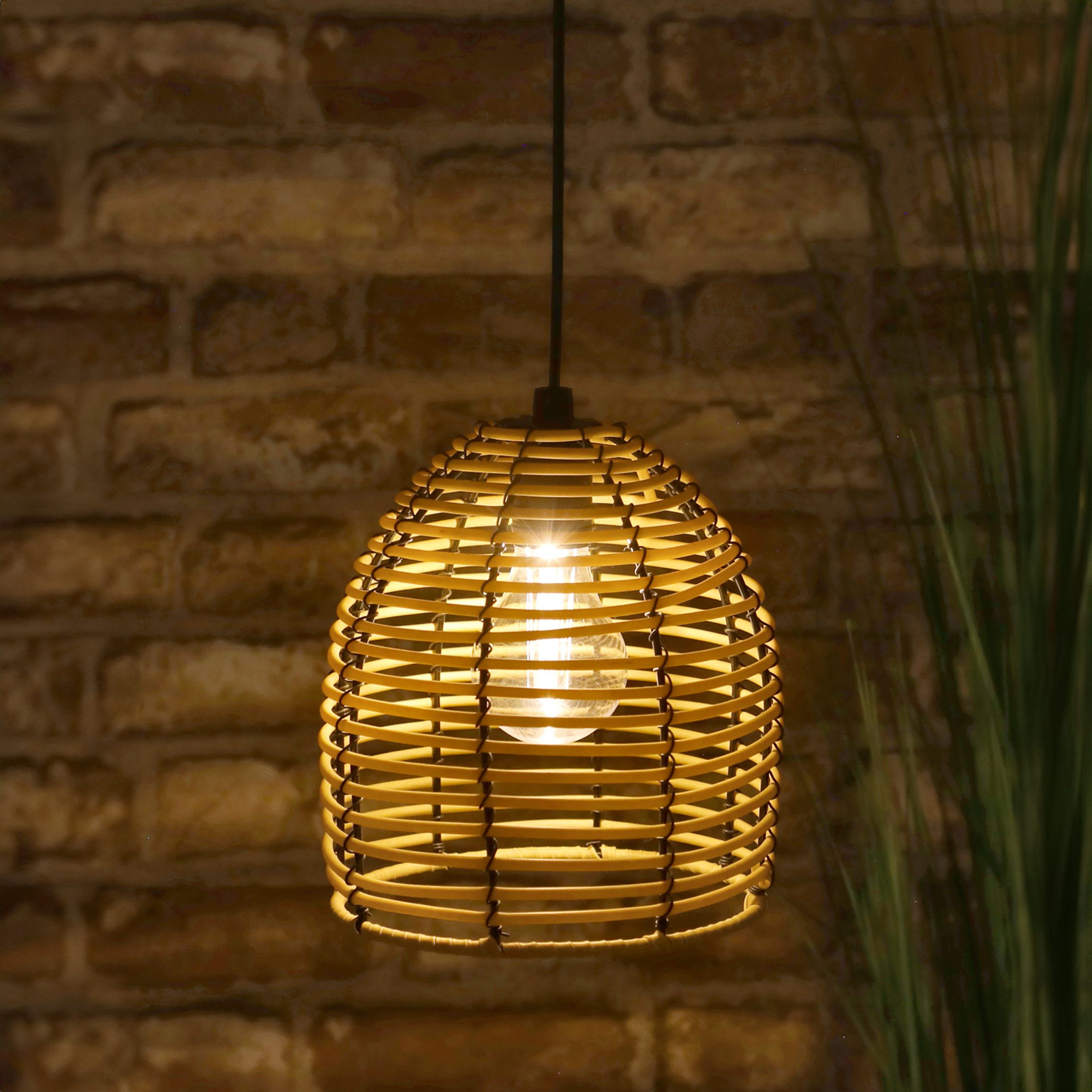 Spetebo Deckenleuchte LED Hängeleuchte in Rattan Optik für Außen und Innen günstig online kaufen