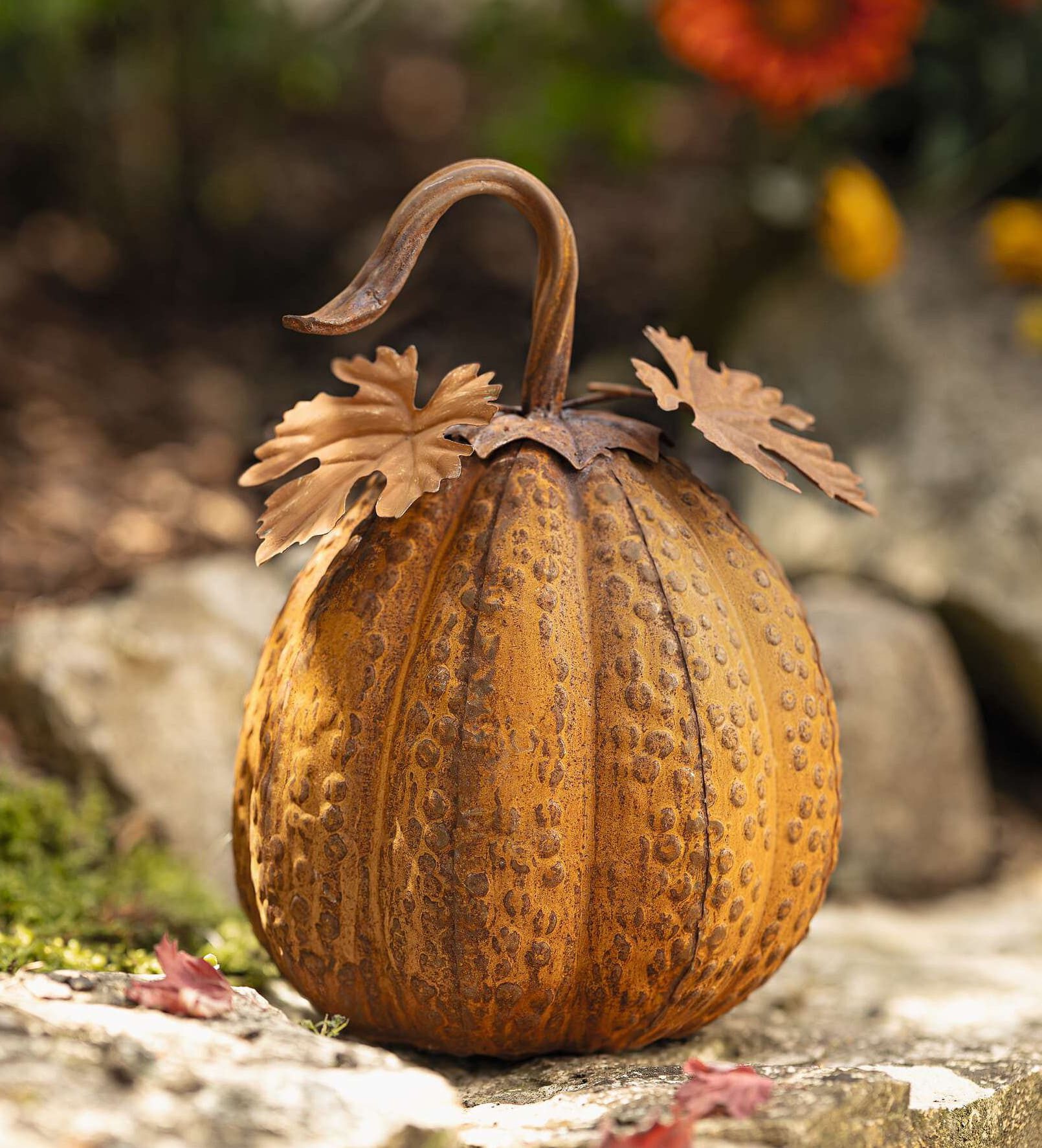 Dekoleidenschaft Gartenfigur "Kürbis" Metall mit Echt Rost Finish, Herbstdeko, Halloweendeko, Outdoor Gartendeko, Herbst Deko, Halloween Rostdeko, Dekofigur – Bild 3 von 3
