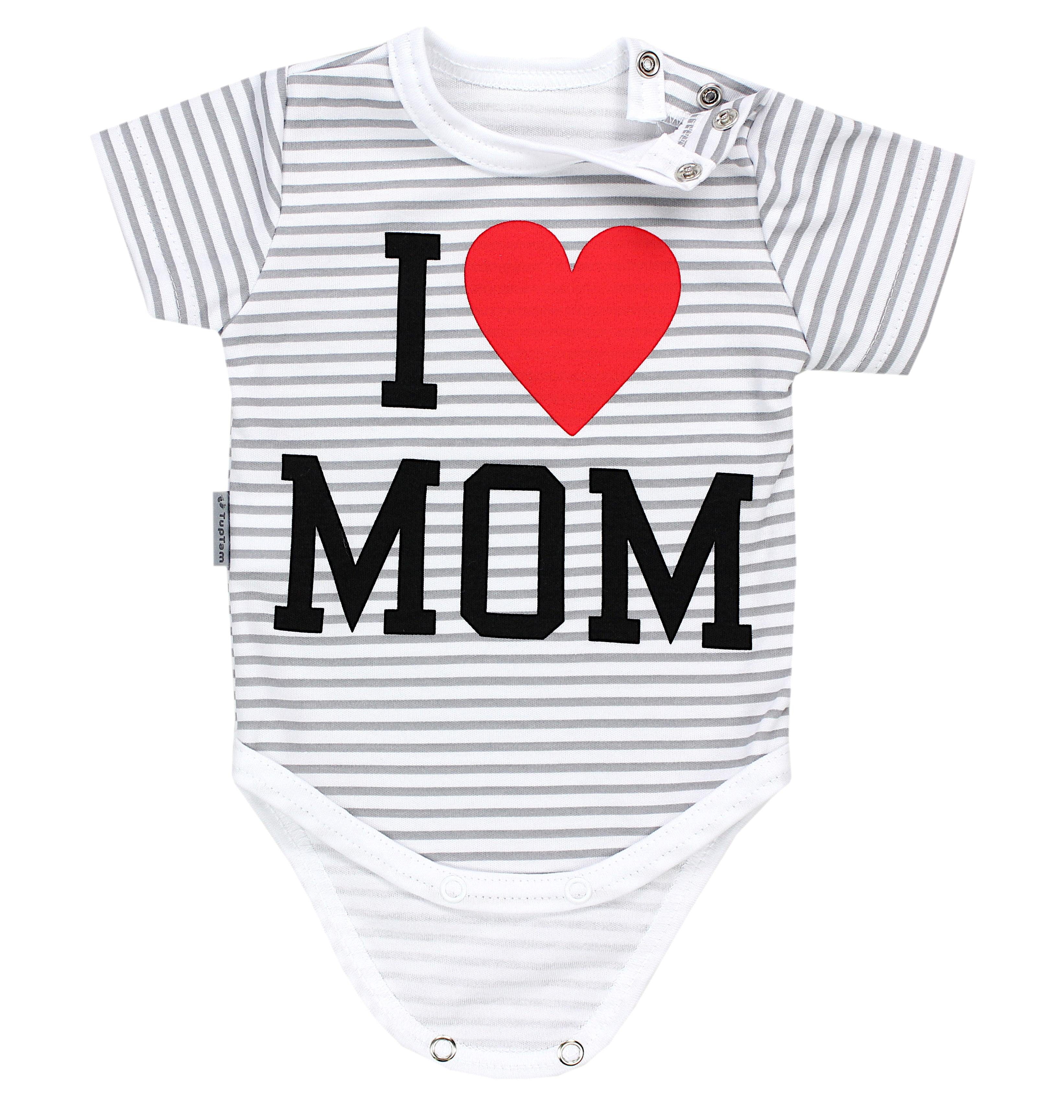 Grau TupTam Baby Schatz love & I Unisex Kurzarm Body Kurzarmbody Spruch Papas Streifen Mom Mamas TupTam