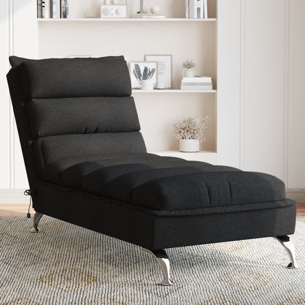 vidaXL Chaiselongue Massage-Chaiselongue mit Kissen Schwarz Stoff