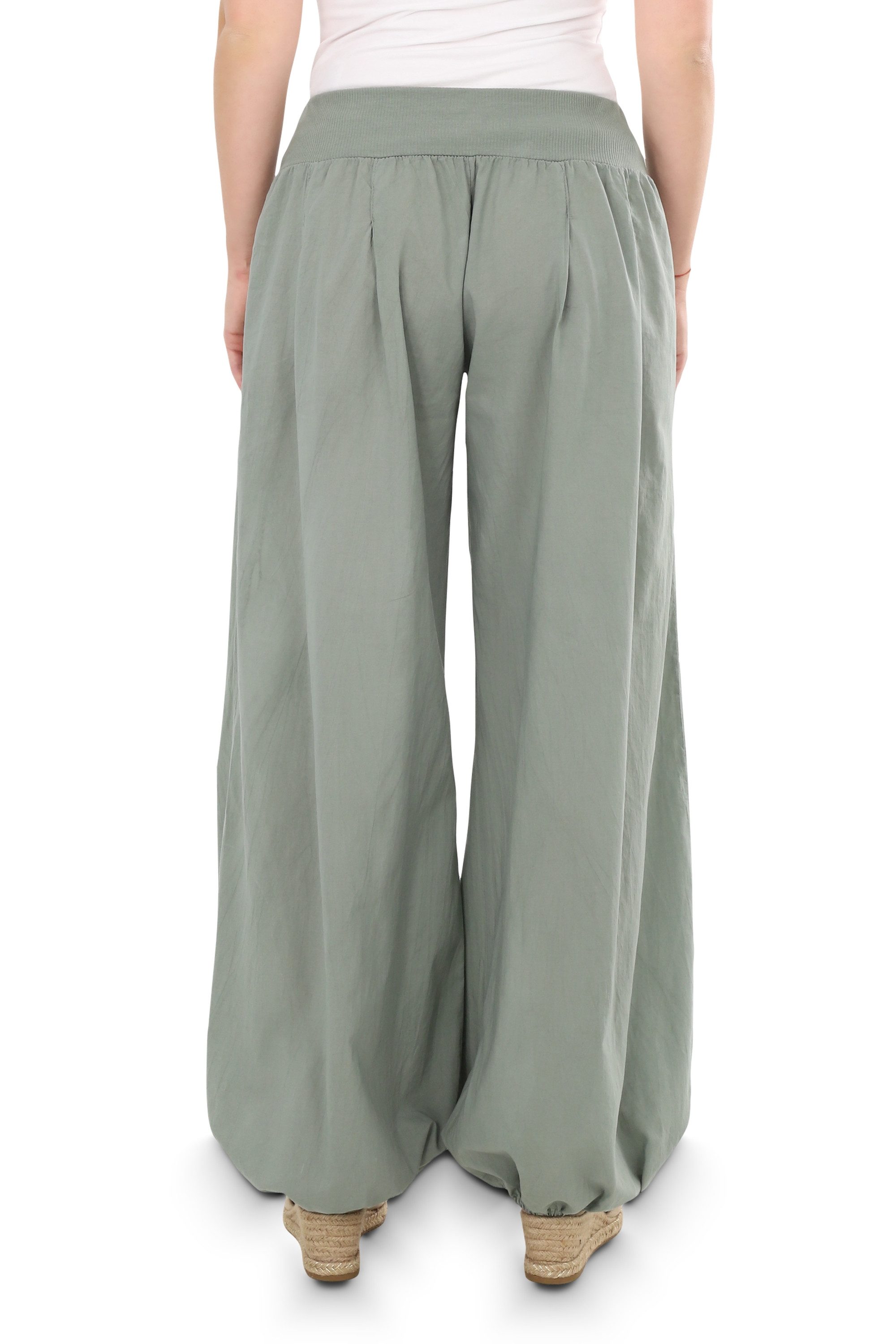malito more than fashion Haremshose malito Damen Pumphose mit Zierknöpfen 23245P Sommer Aladinhose Freizeithose locker & lässig Einheitsgröße