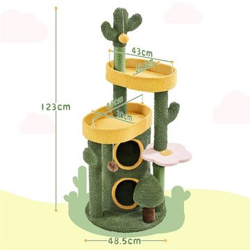 Yaheetech Kratzbaum, Kaktus, Oase-Thema Moderner Katzenbaum 123 cm hoch