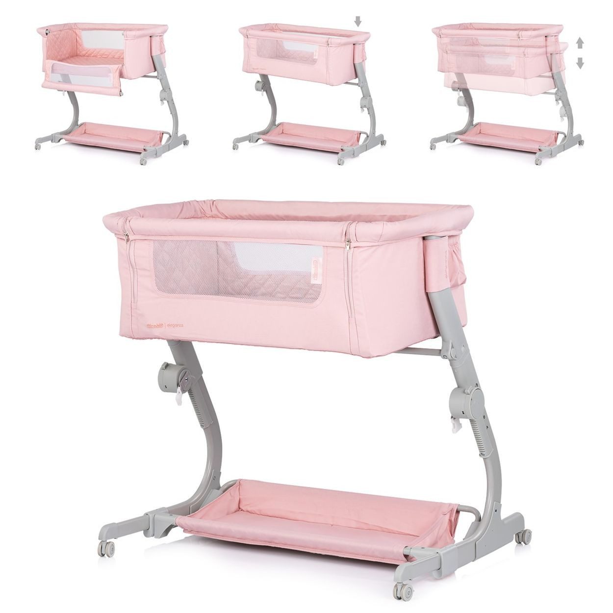 Chipolino Komplettbett Beistellbett Eleganza Matratze, höhenverstellbar klappbar Räder Tasche