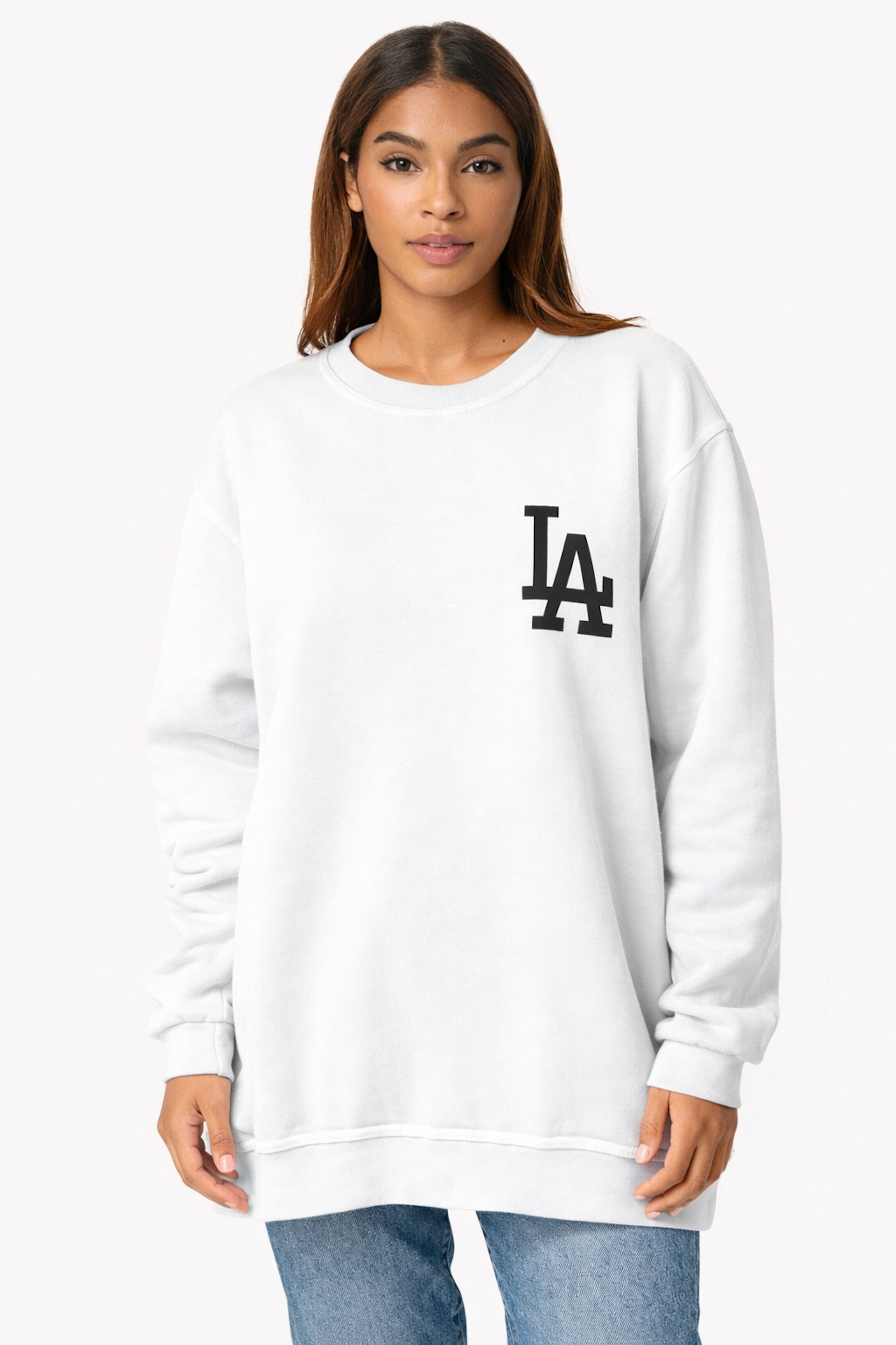 Worldclassca Longsweatshirt Worldclassca Oversized Sweatshirt LA Print Langarmshirt Pullover Neue Kollektion - Stilvolle und gemütliche Casual Mode für Damen