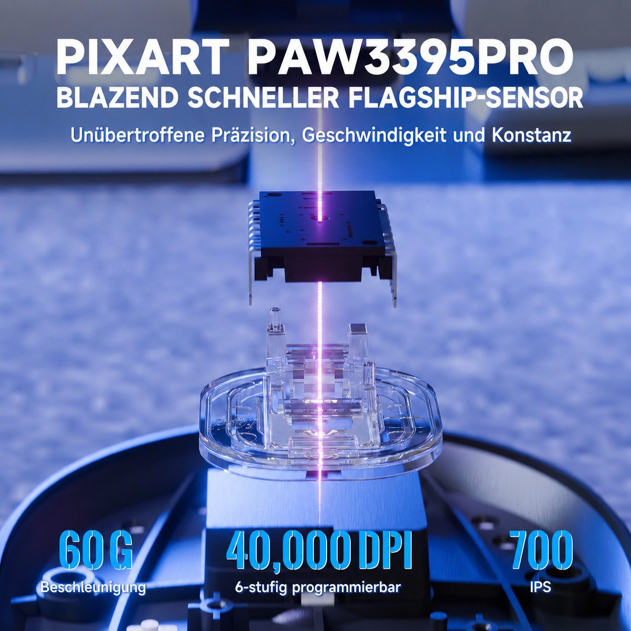 ATTACK SHARK X8PRO 8K-Polling Rate 55g Kabellose Gaming-Maus Gaming-Maus (2,4 G/Wied/BT, PAW3395PRO Sensor,BK52820 MCU) – Bild 3 von 5