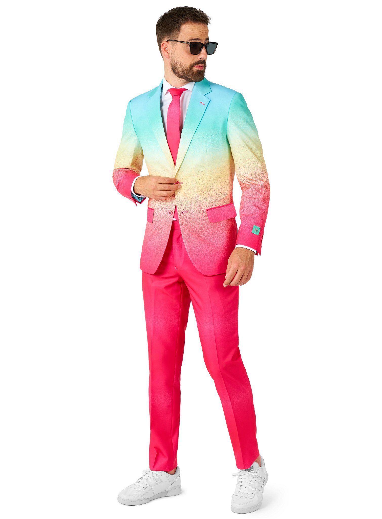 Opposuits Partyanzug Funky Fade Kostüm Anzug - für Karneval Halloween, Anzug mit fließendem Farbverlauf für freshe Typen