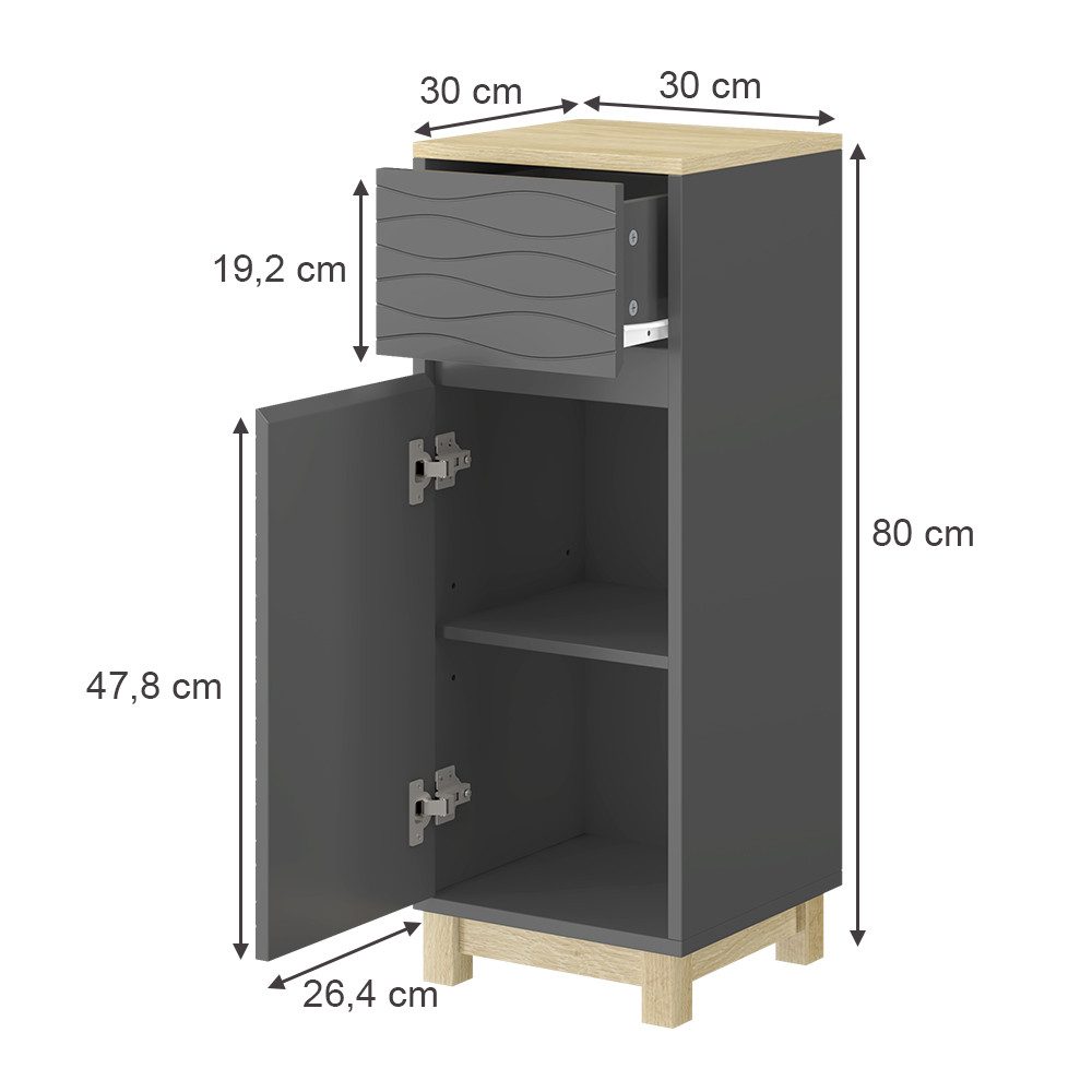 Vicco Midischrank Livia, Anthrazit/Holz, 30 x günstig online kaufen