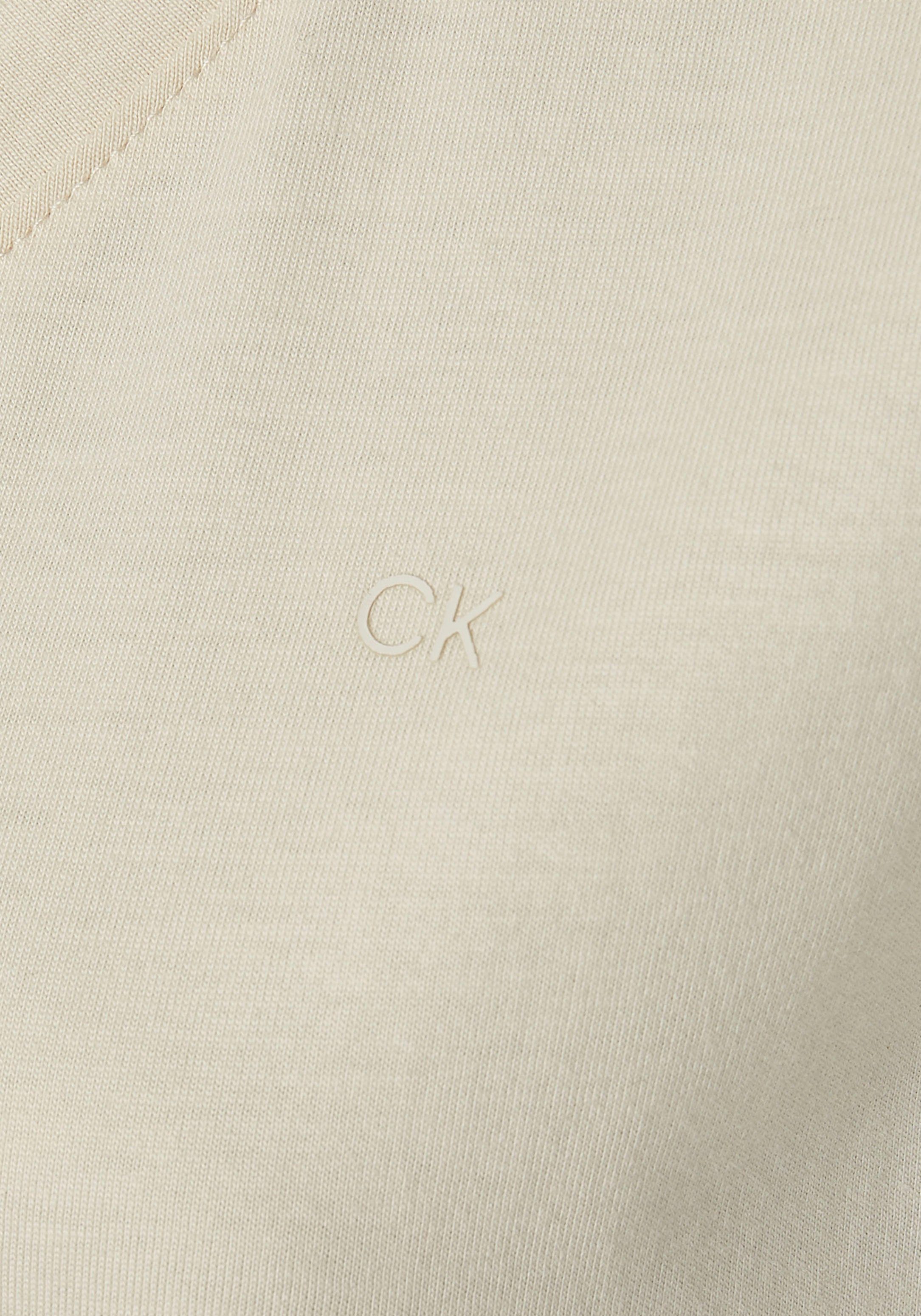 Damen Shirts Calvin Klein V-Shirt LIQUID TOUCH V NECK TEE mit kleinem CK Logo-Monogramm