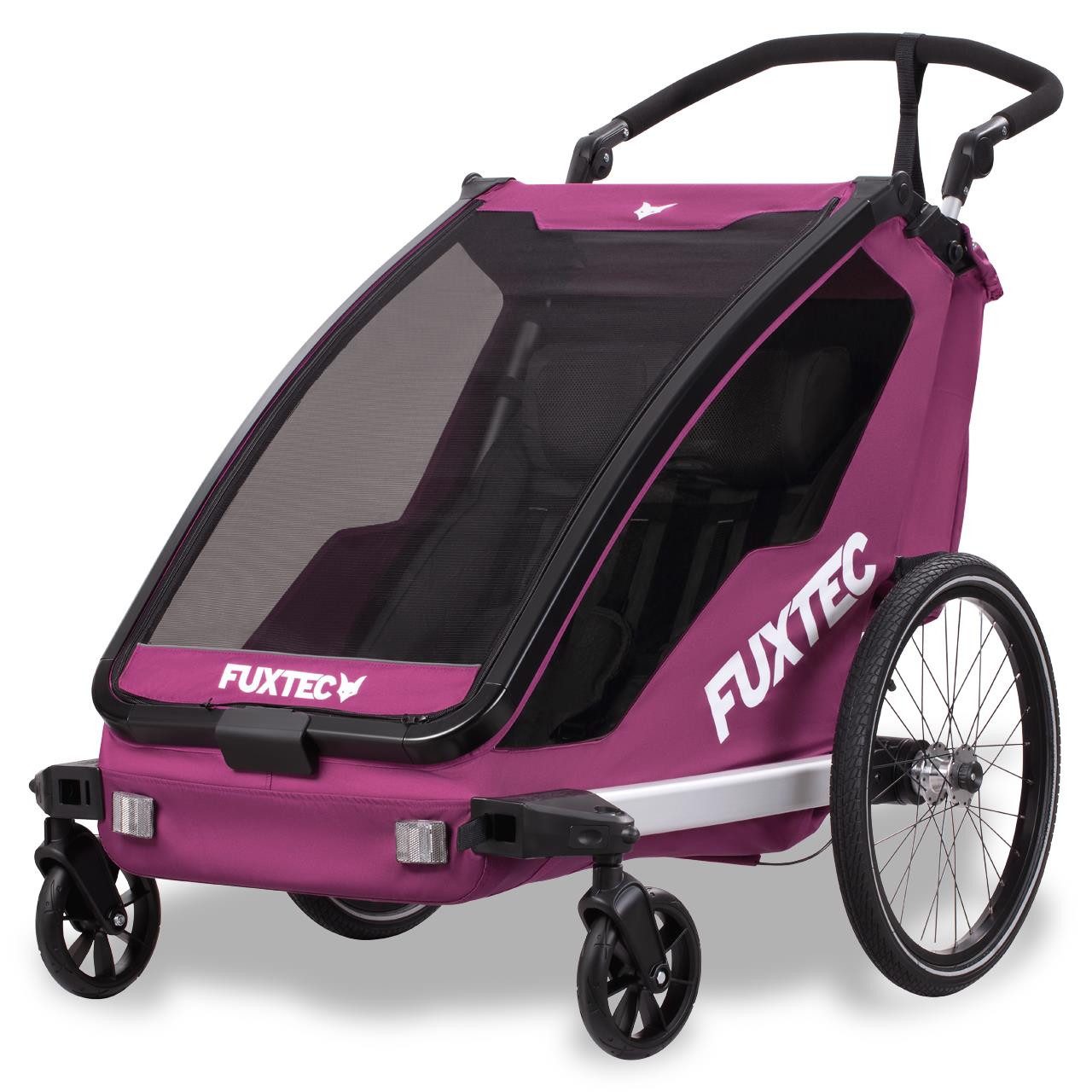FUXTEC Fahrradkinderanhänger FX-FA1neu, faltbar, für 2 Kinder geeignet, mit 5-Punkt-Sicherheitsgurte