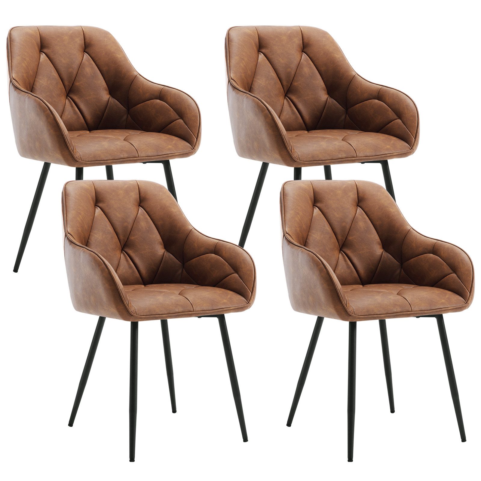 Woltu 4-Fußstuhl (Set, 4 St), Esszimmerstühle ergonomischer aus Kunstleder