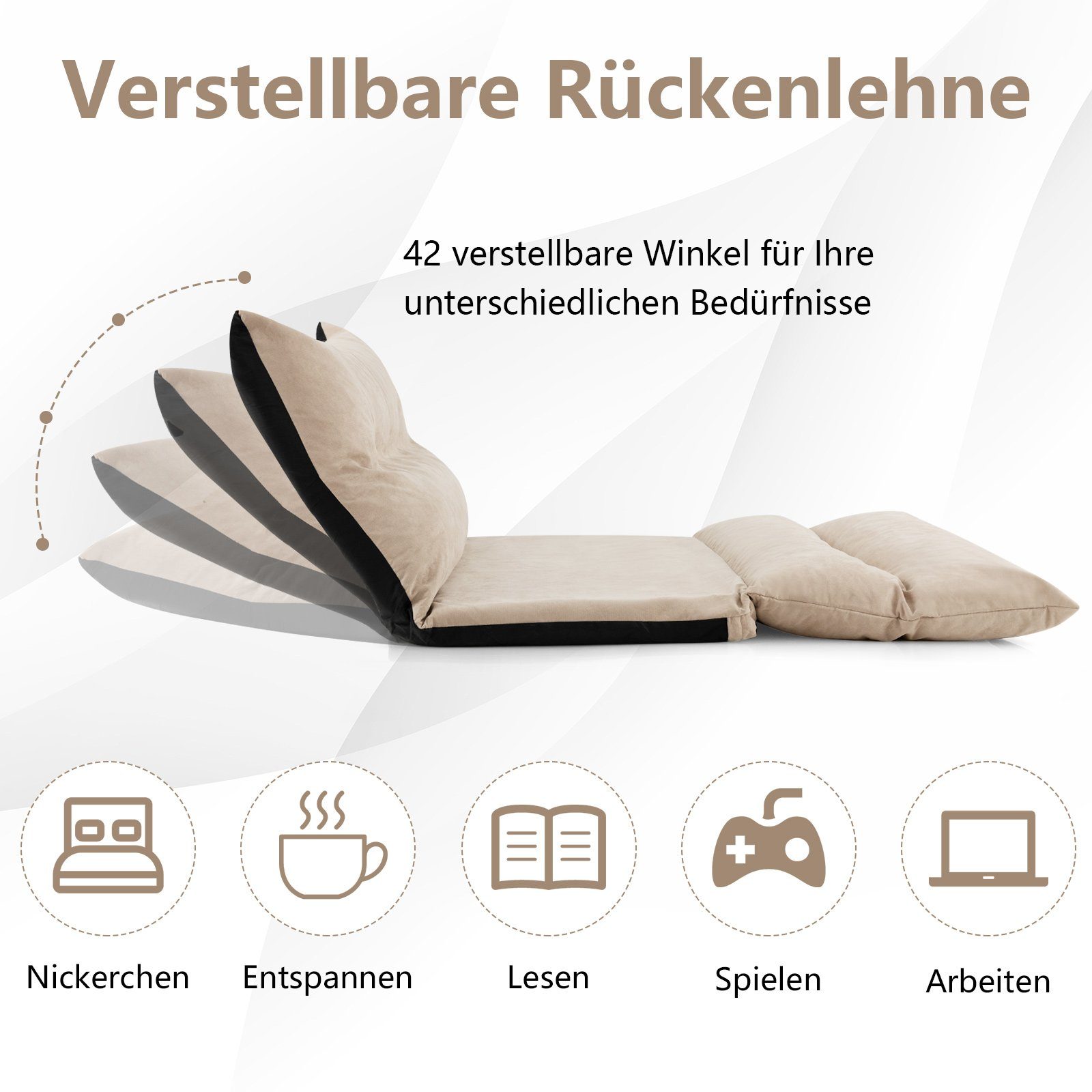 COSTWAY Sofa Bodensofa, verstellbare Rückenlehne, 3in1 günstig online kaufen