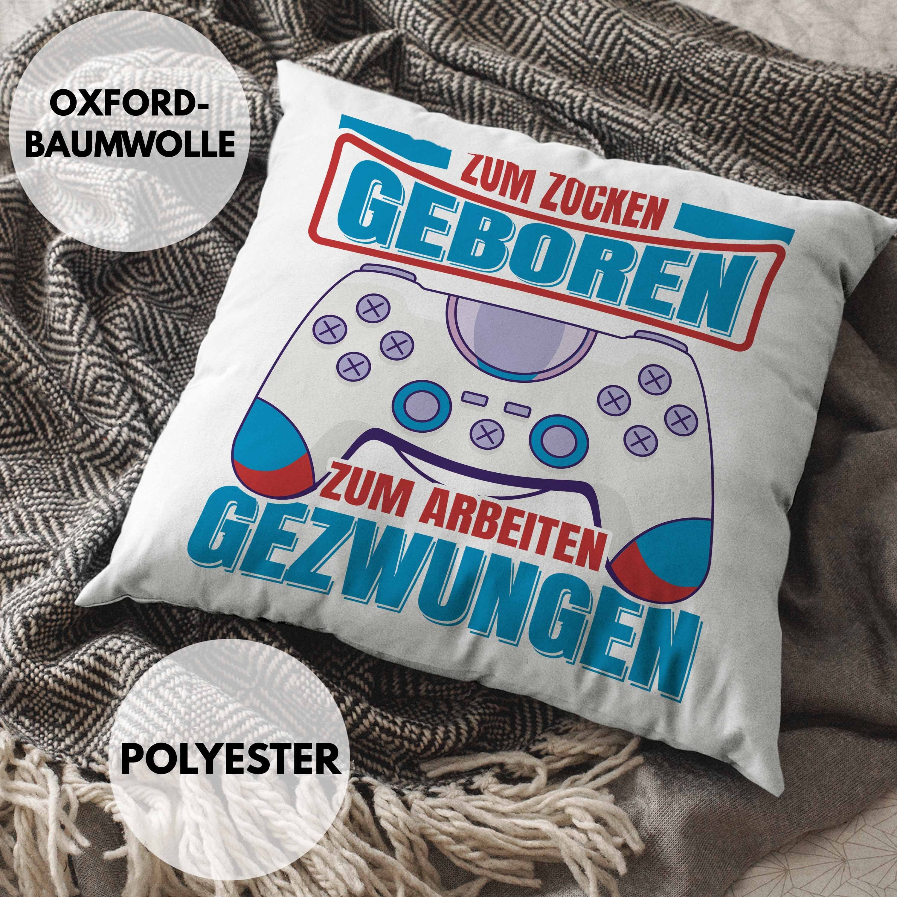 Geschenkidee - Gamergirl Lustige Gamer Kissen Geburtstag mit Geboren Füllung Zocker Dekokissen Trendation Zum Trendation 40x40 Dekokissen Zocken Grün Gamer Geschenk