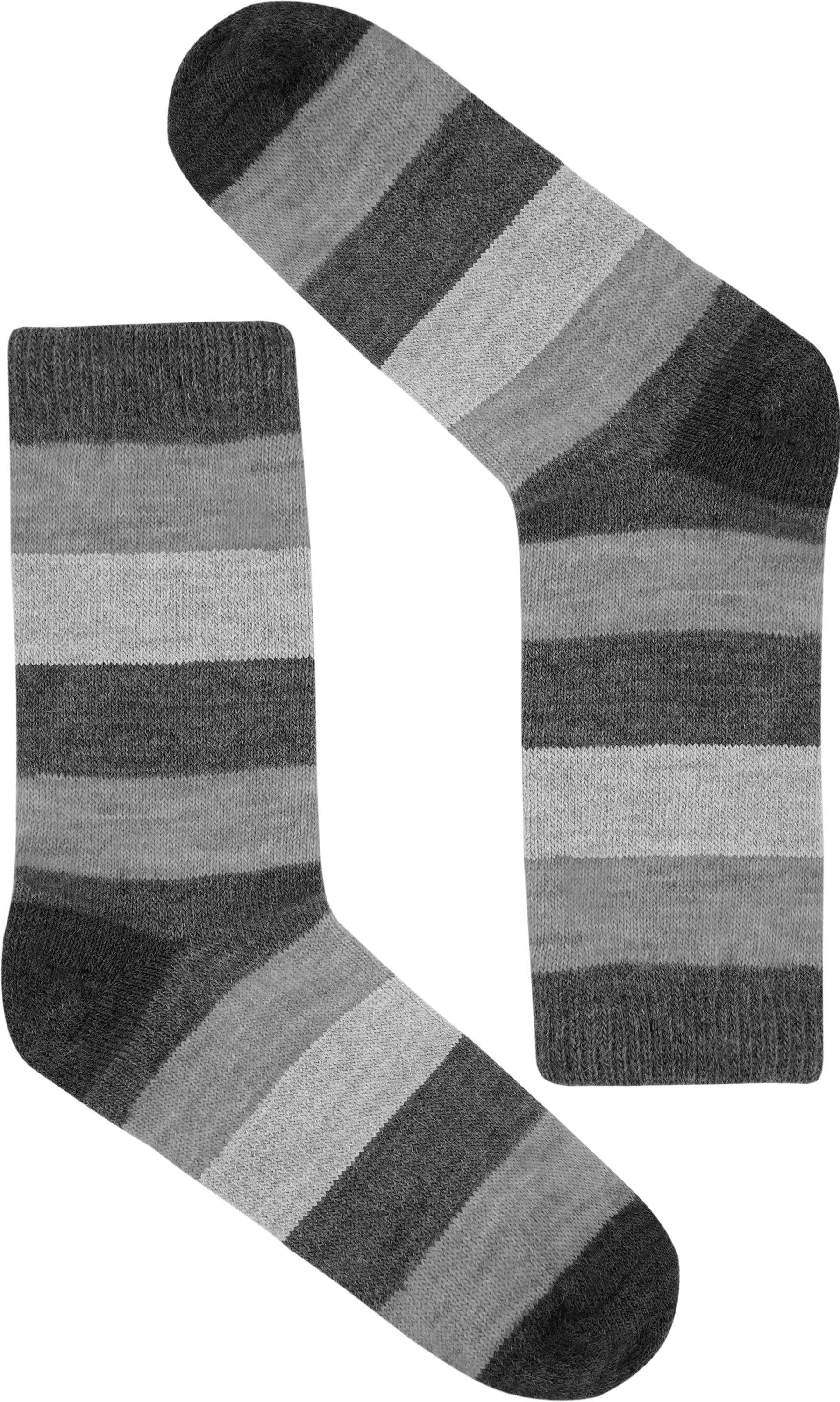 normani Thermosocken 6 Paar Alpakasocken breitgestreift (6er-Set, 3 Paar) warme Alpakawolle