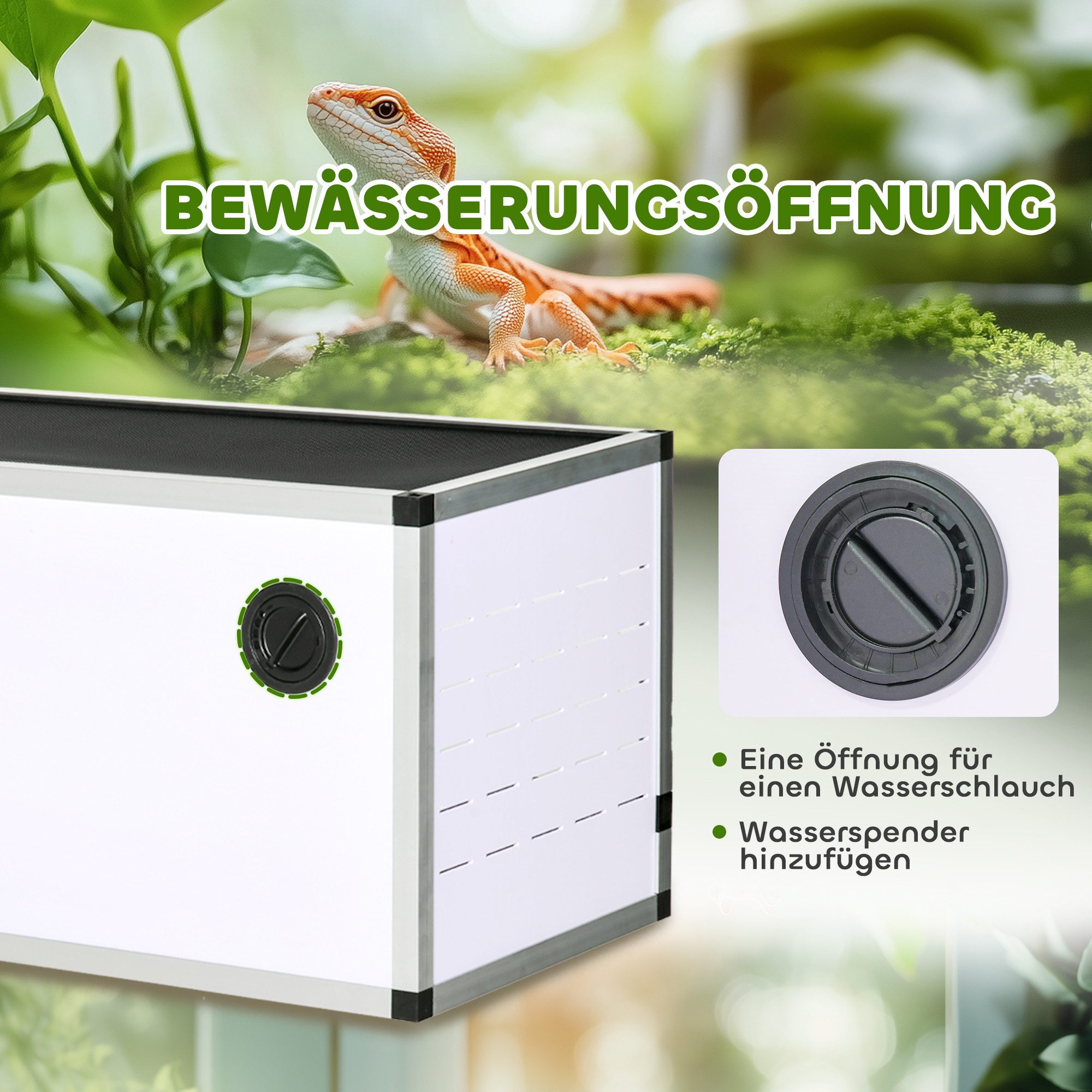 PawHut Terrarium Amphibien Spinnentiere Reptilienzuchtbox Mesh-Terrarium, Weiß+Silber+Schwarz 120 x 40 x 40 cm