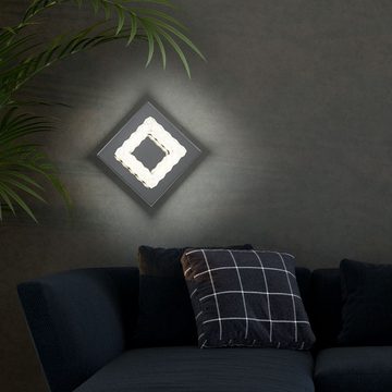 Globo LED Wandleuchte, LED-Leuchtmittel fest verbaut, Neutralweiß, LED Design Wand Leuchte Kristall Strahler Wohn Ess Zimmer Chrom